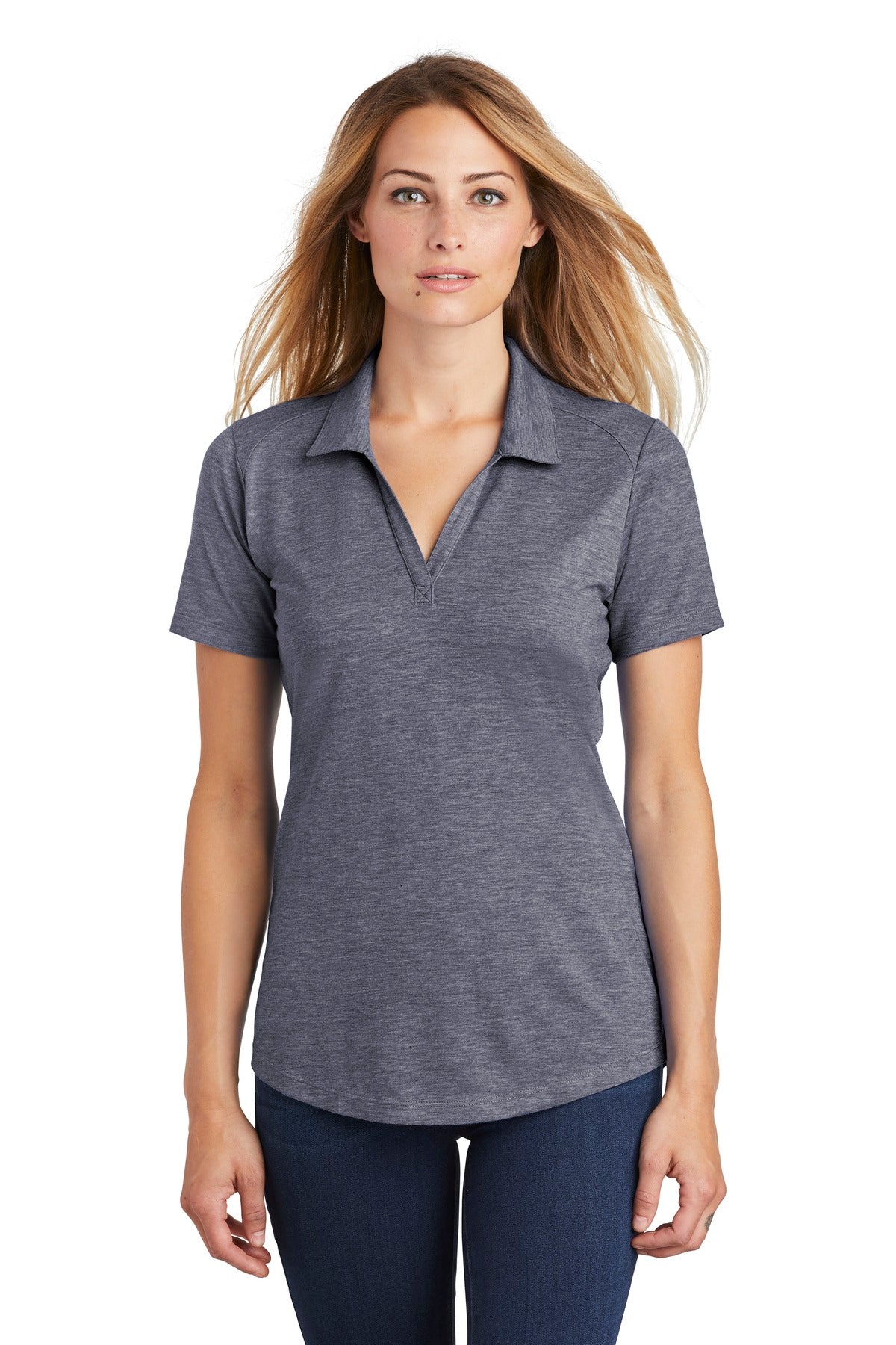 Custom Embroidered - Sport-Tek ® Ladies PosiCharge ® Tri-Blend Wicking Polo. LST405