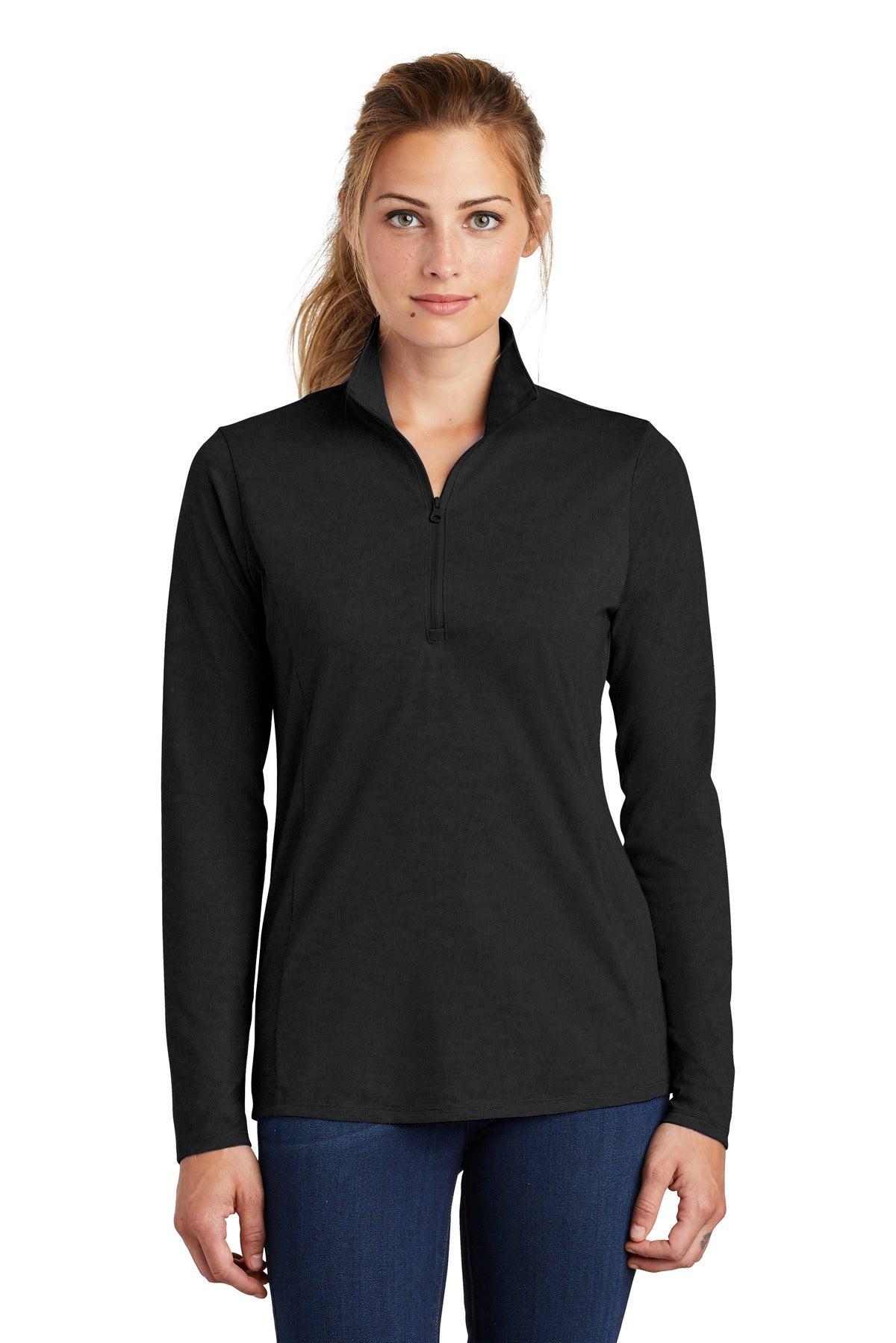 Custom Embroidered - Sport-Tek ® Ladies PosiCharge ® Tri-Blend Wicking 1/4-Zip Pullover. LST407