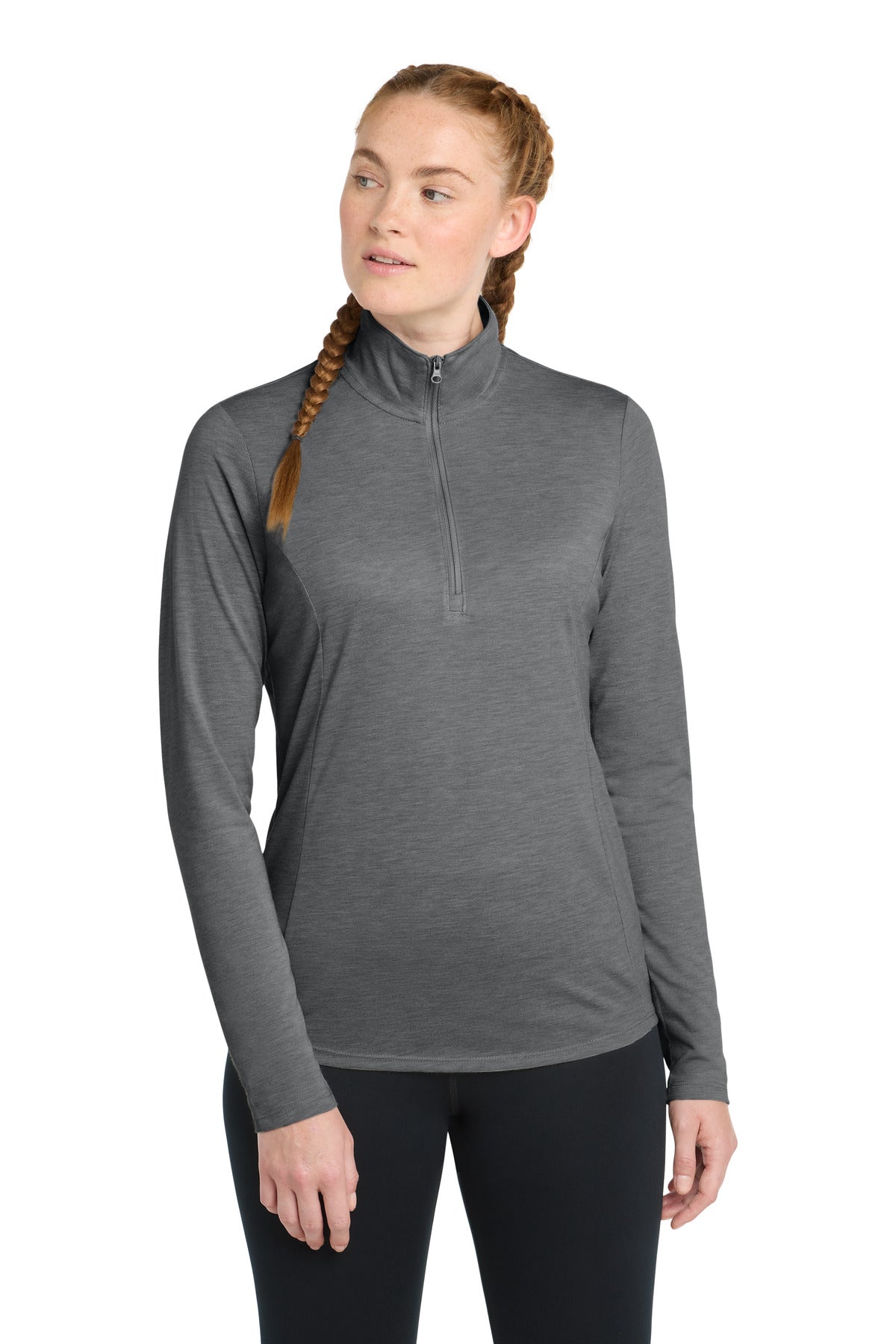 Custom Embroidery or DTF Print - Sport-Tek  ®  Women's PosiCharge  ®  Tri-Blend Wicking 1/4-Zip Pullover. LST407