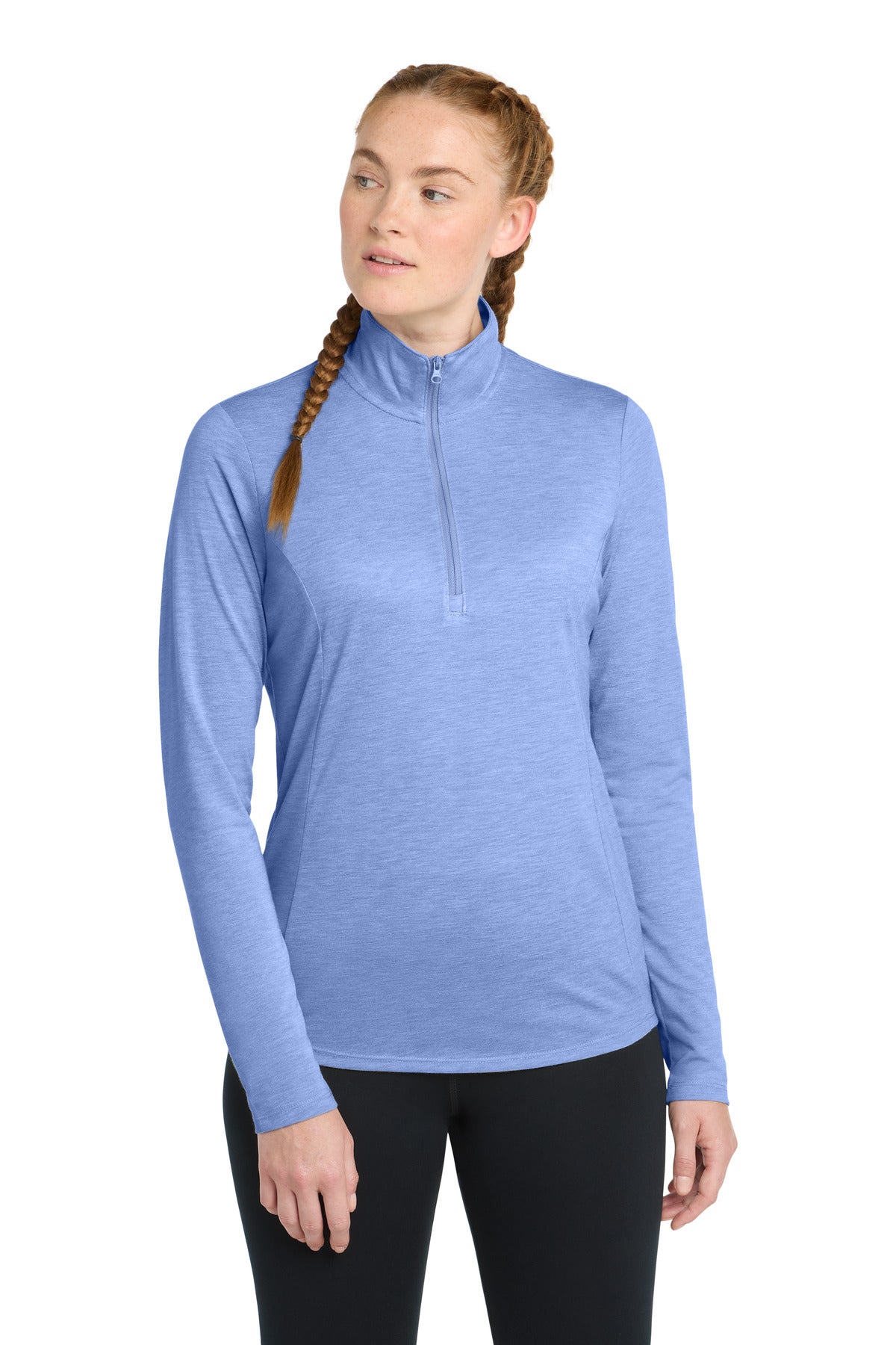 Custom Embroidery or DTF Print - Sport-Tek  ®  Women's PosiCharge  ®  Tri-Blend Wicking 1/4-Zip Pullover. LST407