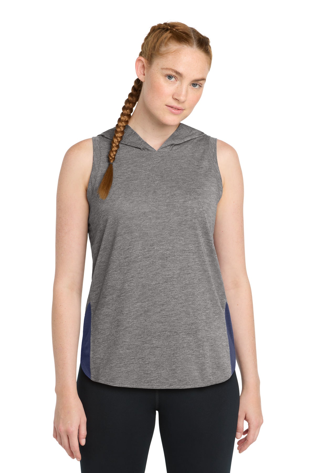 Custom Embroidery or DTF Print - Sport-Tek  ®  Women's PosiCharge  ®  Tri-Blend Wicking Draft Hoodie Tank. LST410
