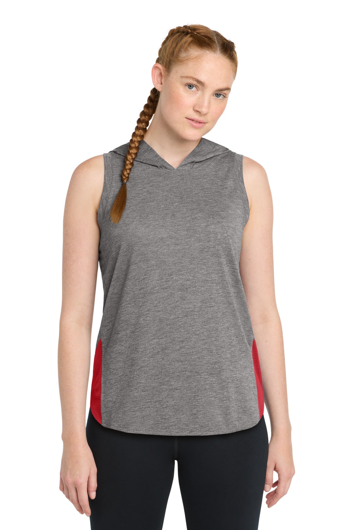 Custom Embroidery or DTF Print - Sport-Tek  ®  Women's PosiCharge  ®  Tri-Blend Wicking Draft Hoodie Tank. LST410