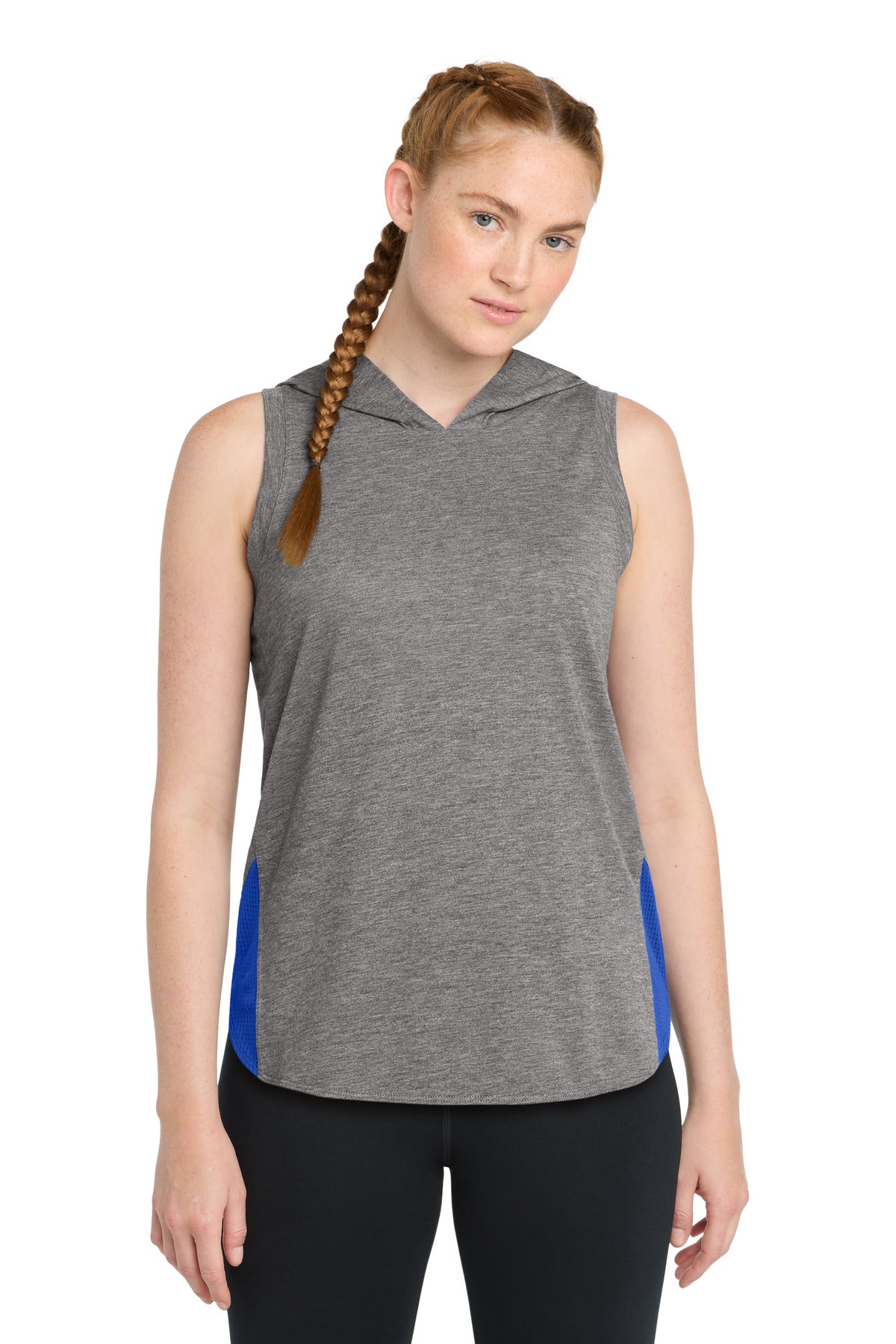 Custom Embroidery or DTF Print - Sport-Tek  ®  Women's PosiCharge  ®  Tri-Blend Wicking Draft Hoodie Tank. LST410