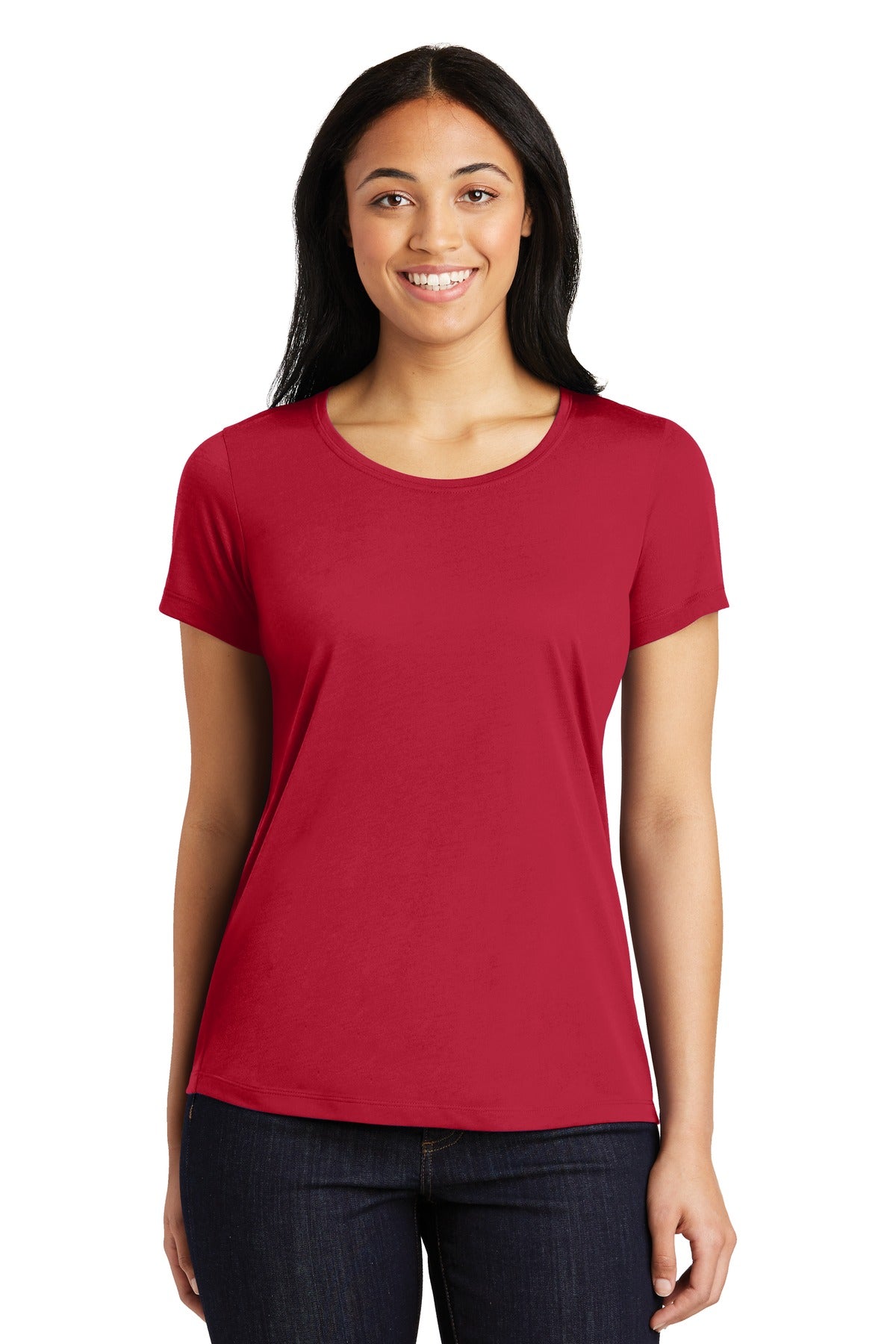 Custom Embroidered - Sport-Tek® Ladies PosiCharge® Competitor™ Cotton Touch™ Scoop Neck Tee. LST450