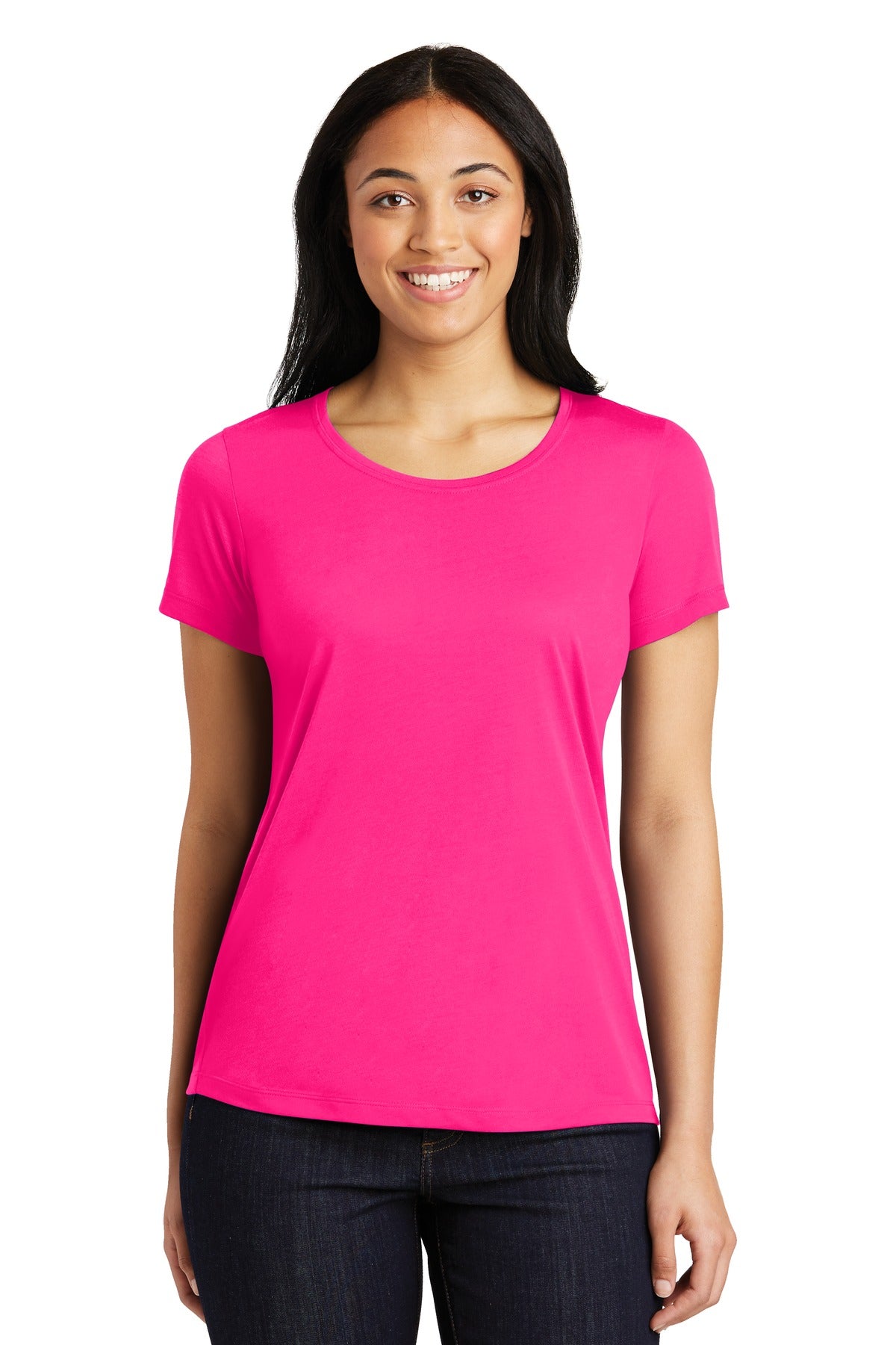 Custom Embroidered - Sport-Tek® Ladies PosiCharge® Competitor™ Cotton Touch™ Scoop Neck Tee. LST450