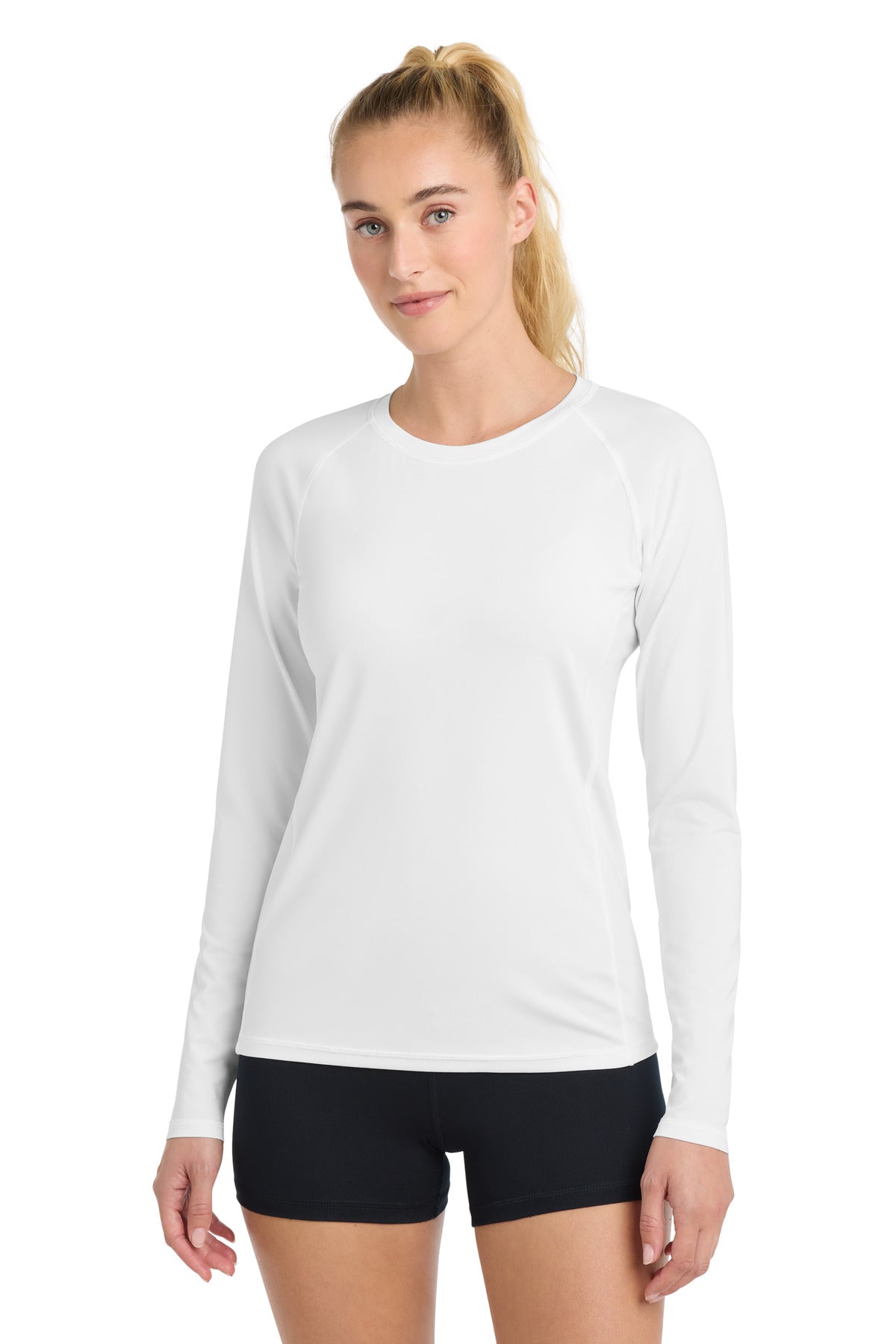 Custom Embroidery or DTF Print - Sport-Tek  ®  Women's Long Sleeve Rashguard Tee. LST470LS