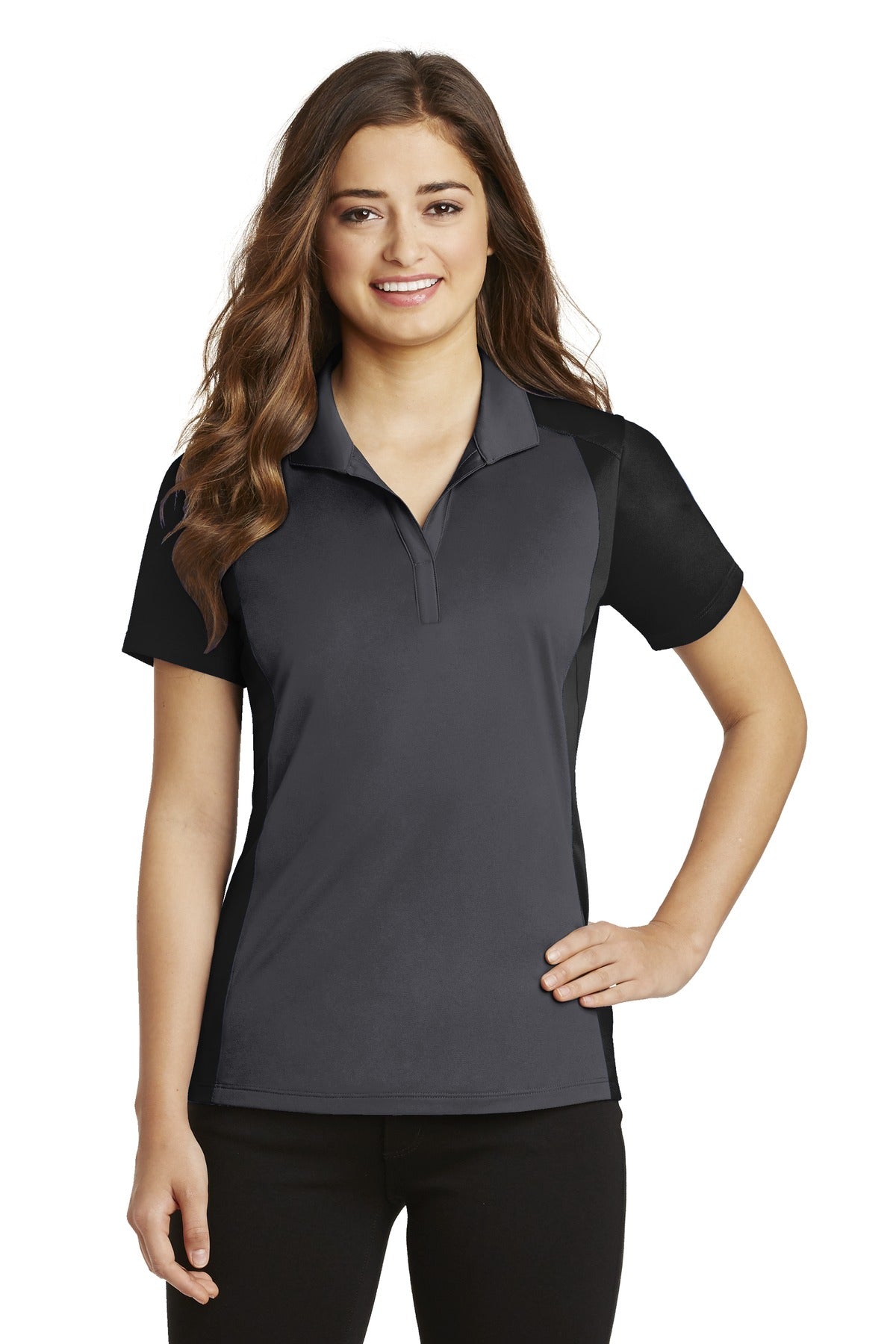 Custom Embroidered - Sport-Tek® Ladies Colorblock Micropique Sport-Wick® Polo. LST652