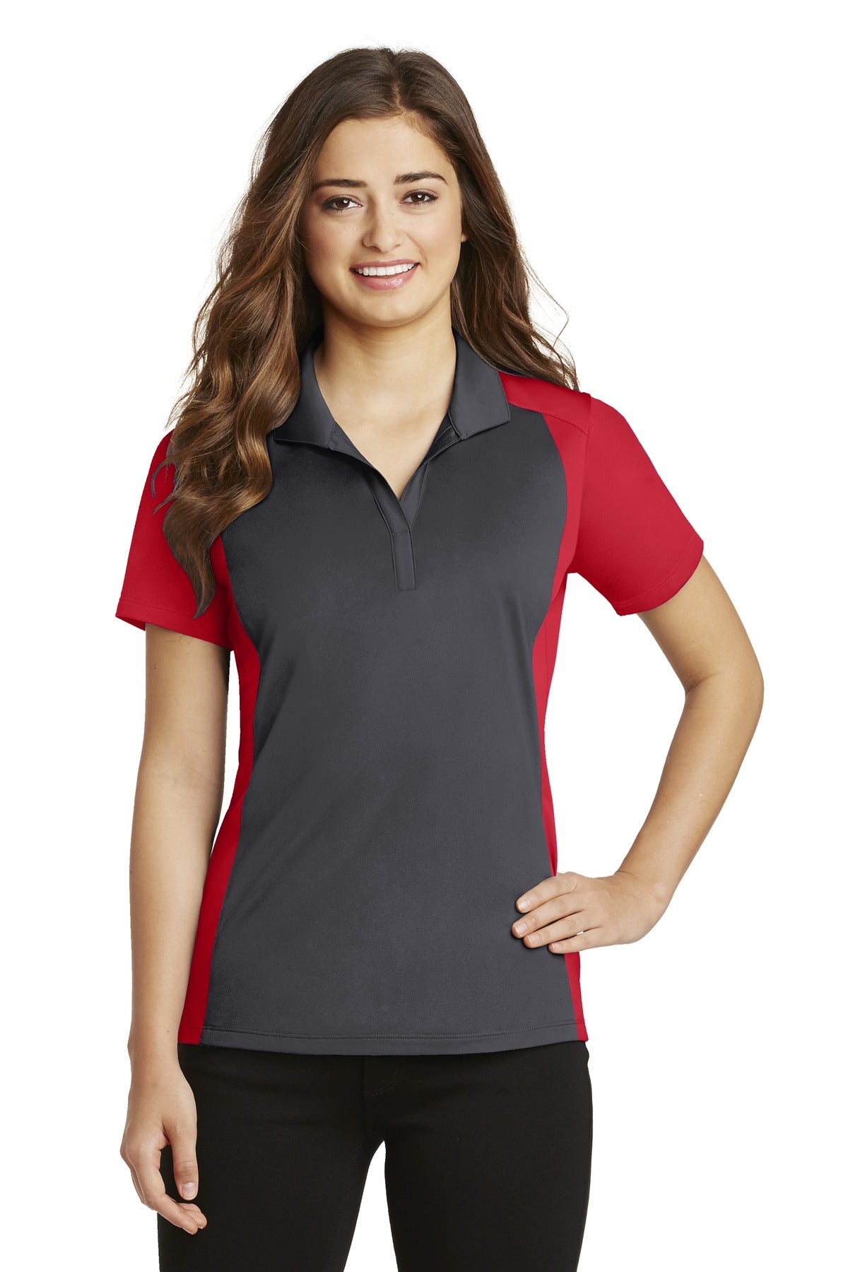 Custom Embroidered - Sport-Tek® Ladies Colorblock Micropique Sport-Wick® Polo. LST652