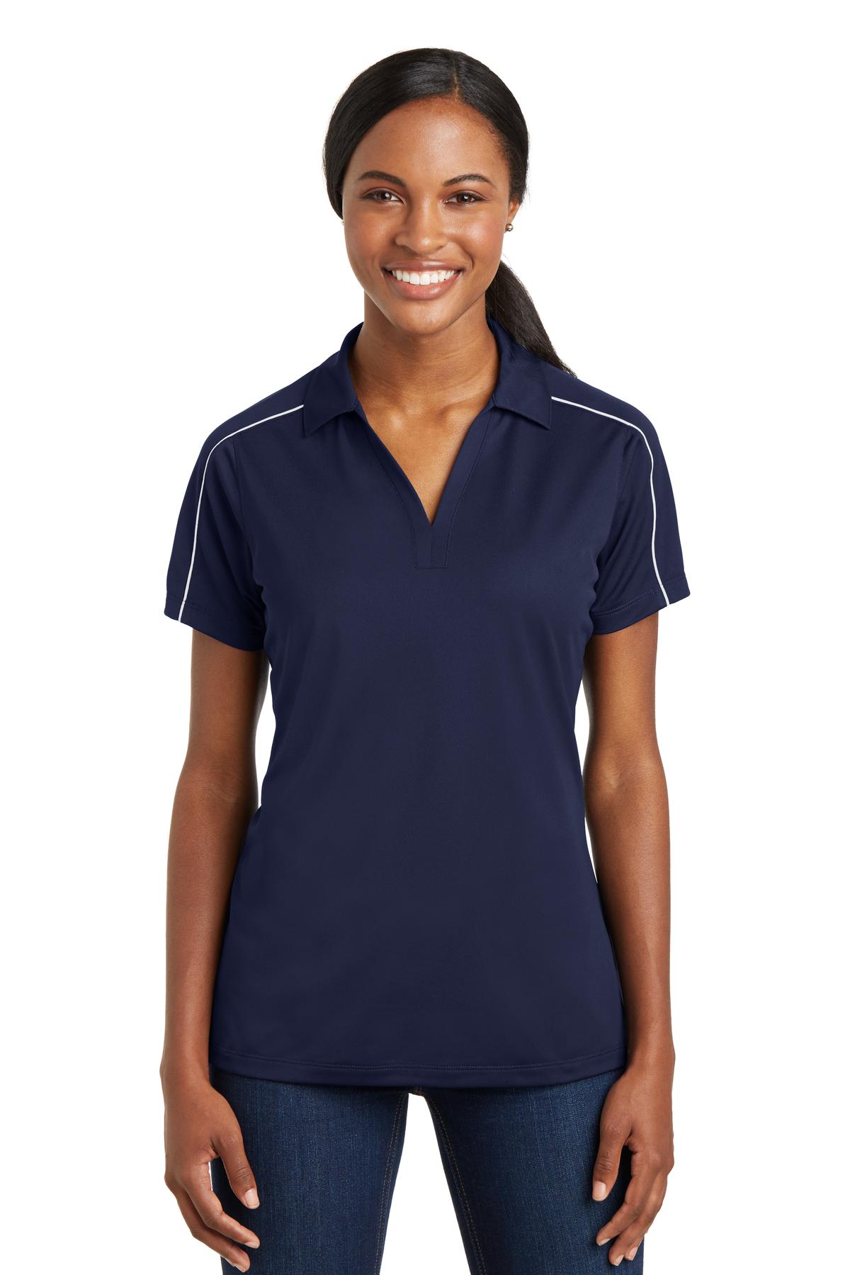 Custom Embroidered - Sport-Tek® Ladies Micropique Sport-Wick® Piped Polo. LST653