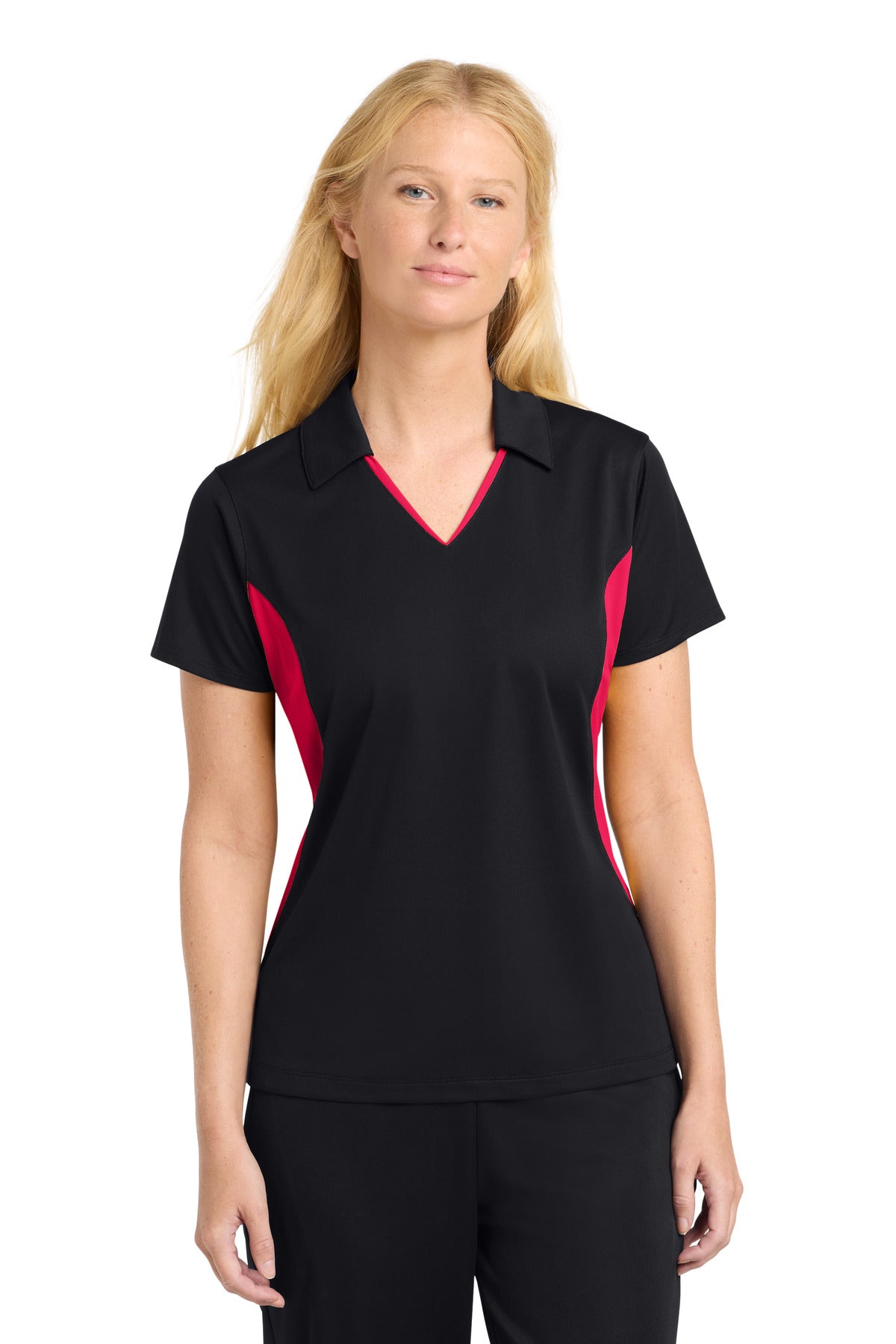 Custom Embroidery or DTF Print - Sport-Tek ®  Women's Side Blocked Micropique Sport-Wick ®  Polo. LST655