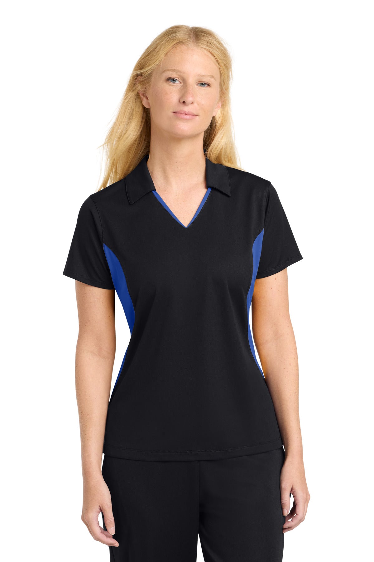 Custom Embroidery or DTF Print - Sport-Tek ®  Women's Side Blocked Micropique Sport-Wick ®  Polo. LST655
