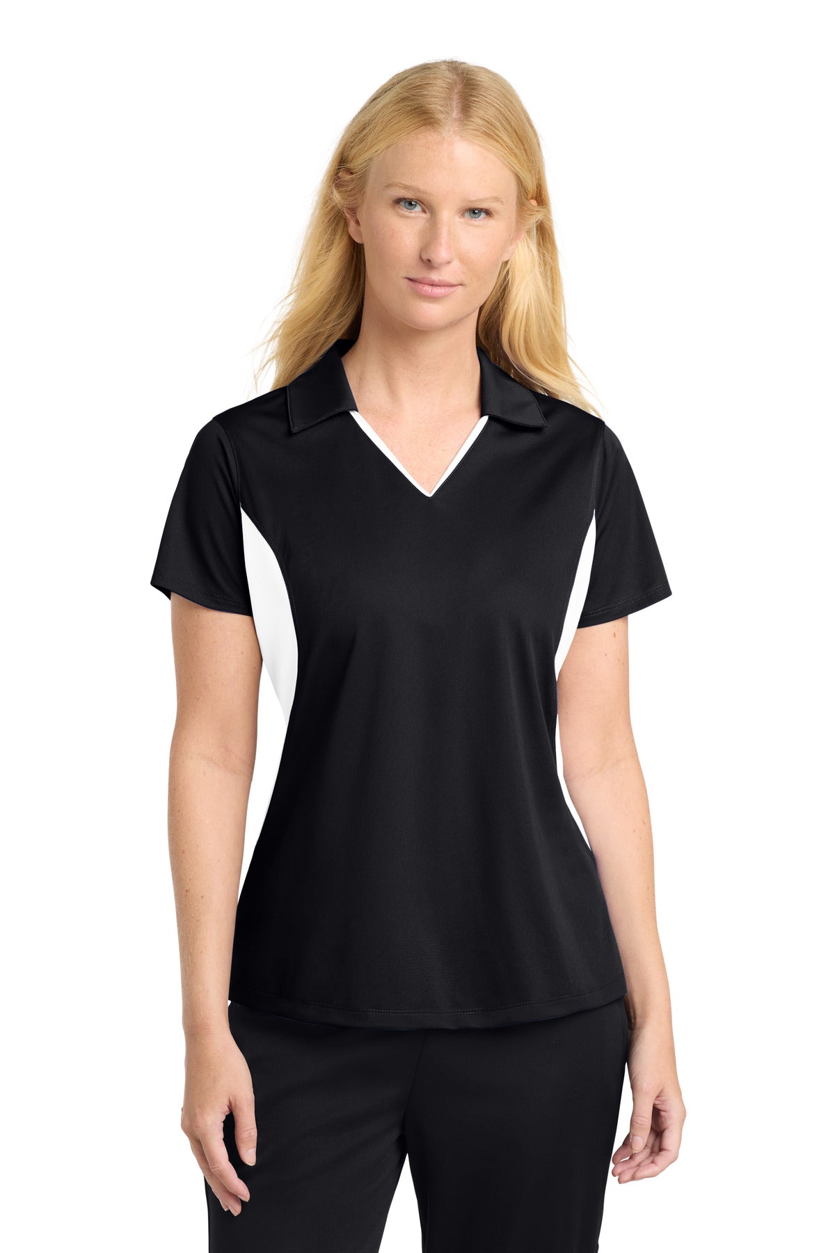 Custom Embroidery or DTF Print - Sport-Tek ®  Women's Side Blocked Micropique Sport-Wick ®  Polo. LST655
