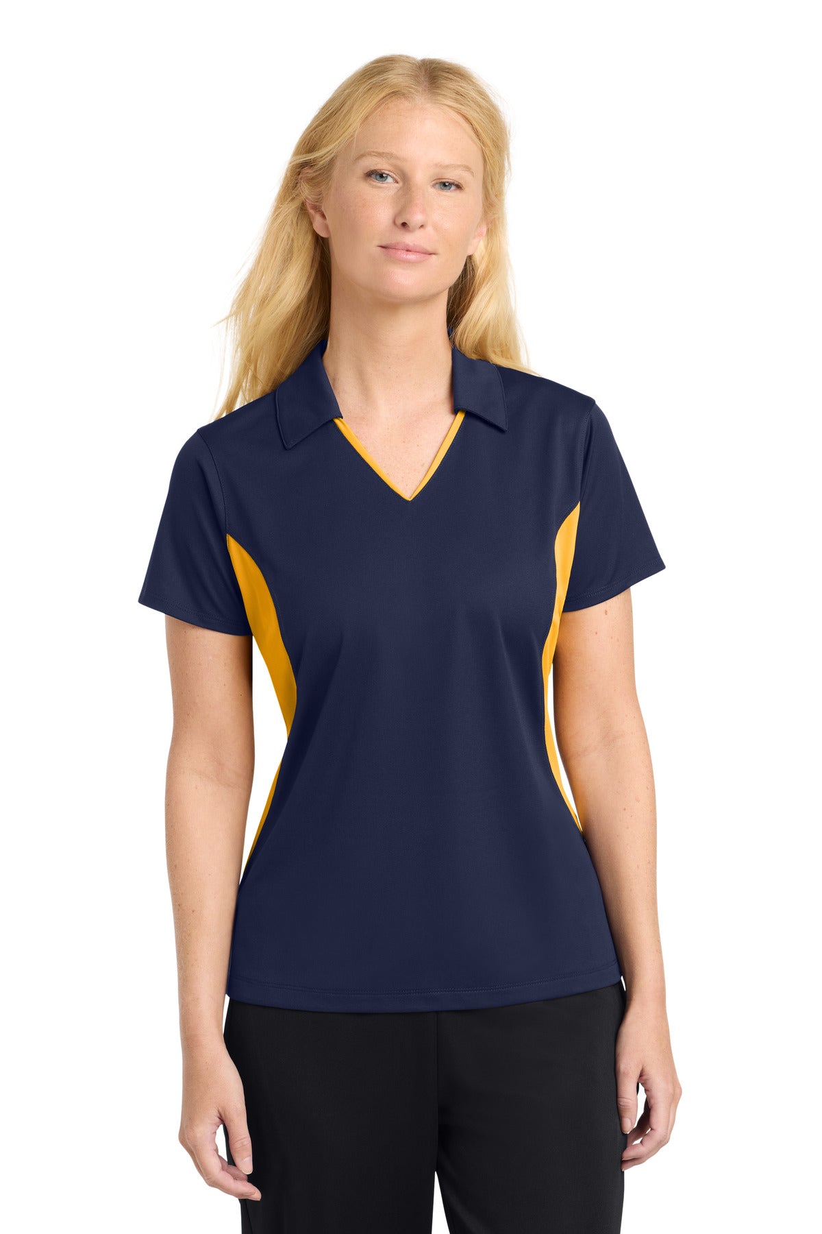 Custom Embroidery or DTF Print - Sport-Tek ®  Women's Side Blocked Micropique Sport-Wick ®  Polo. LST655