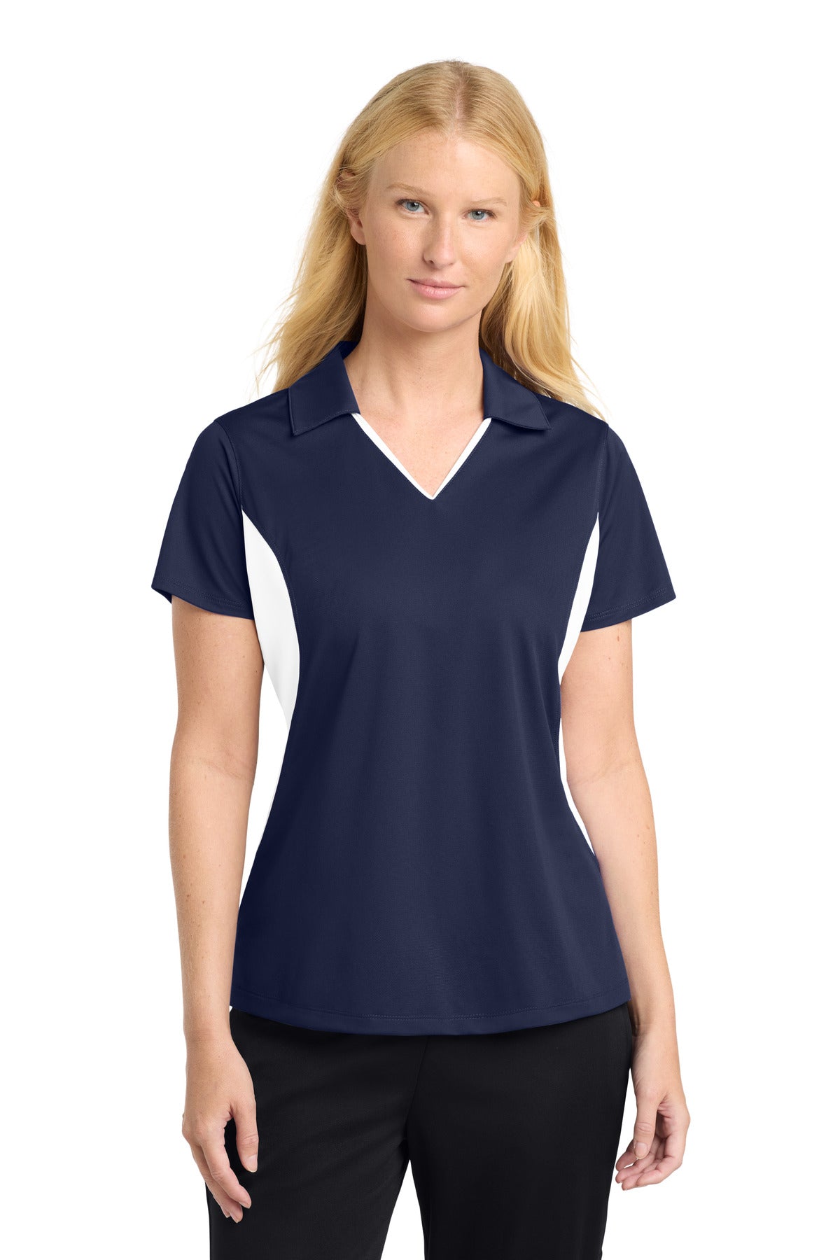 Custom Embroidery or DTF Print - Sport-Tek ®  Women's Side Blocked Micropique Sport-Wick ®  Polo. LST655