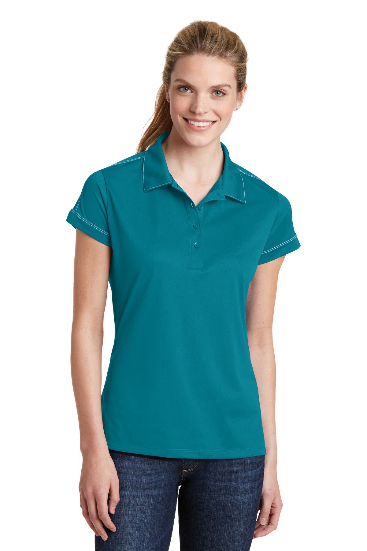 Custom Embroidered - Sport-Tek® Ladies Contrast Stitch Micropique Sport-Wick® Polo. LST659