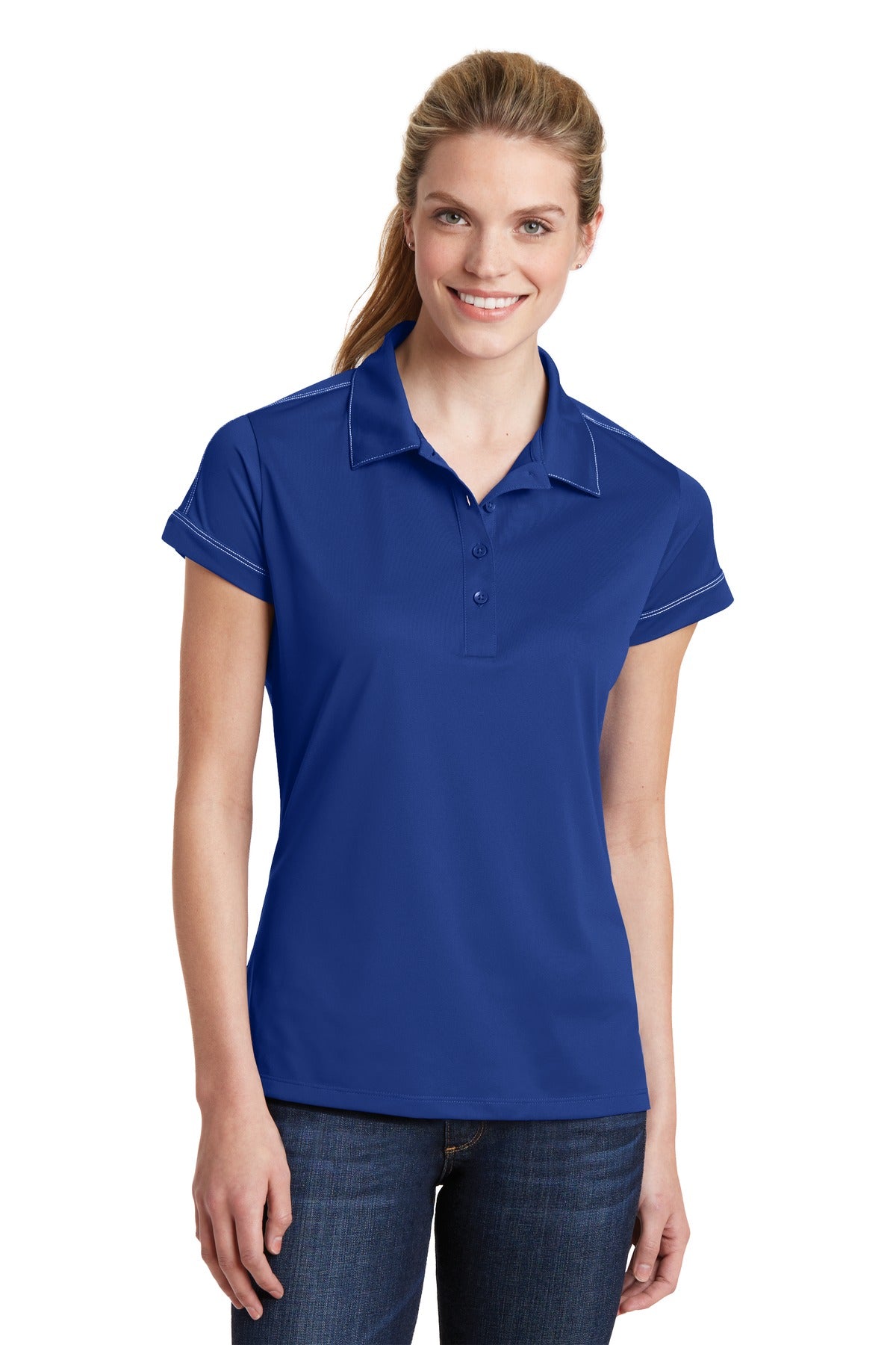 Custom Embroidered - Sport-Tek® Ladies Contrast Stitch Micropique Sport-Wick® Polo. LST659