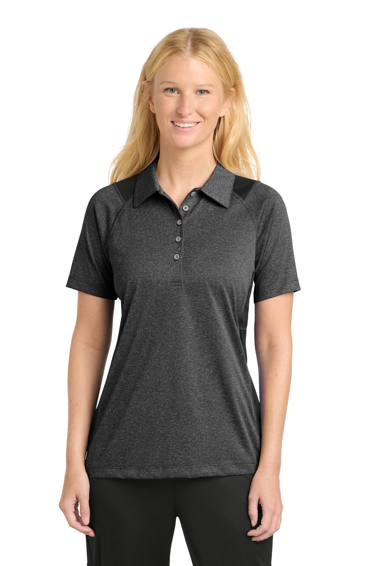 Custom Embroidery or DTF Print - Sport-Tek ®  Women's Heather Colorblock Contender ™  Polo. LST665