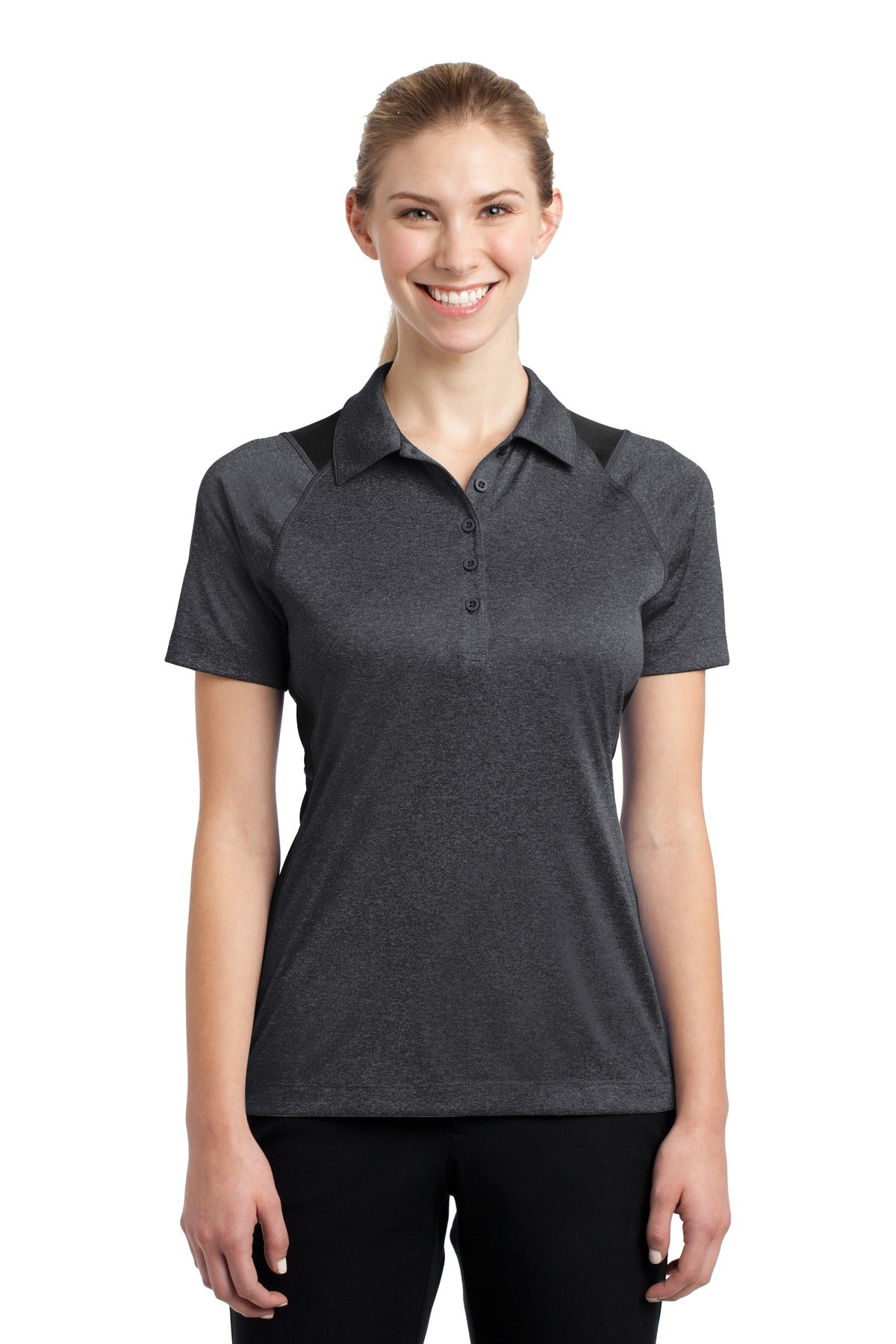 Custom Embroidered - Sport-Tek® Ladies Heather Colorblock Contender™ Polo. LST665