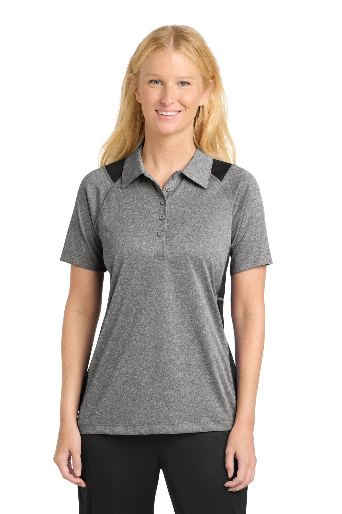 Custom Embroidery or DTF Print - Sport-Tek ®  Women's Heather Colorblock Contender ™  Polo. LST665