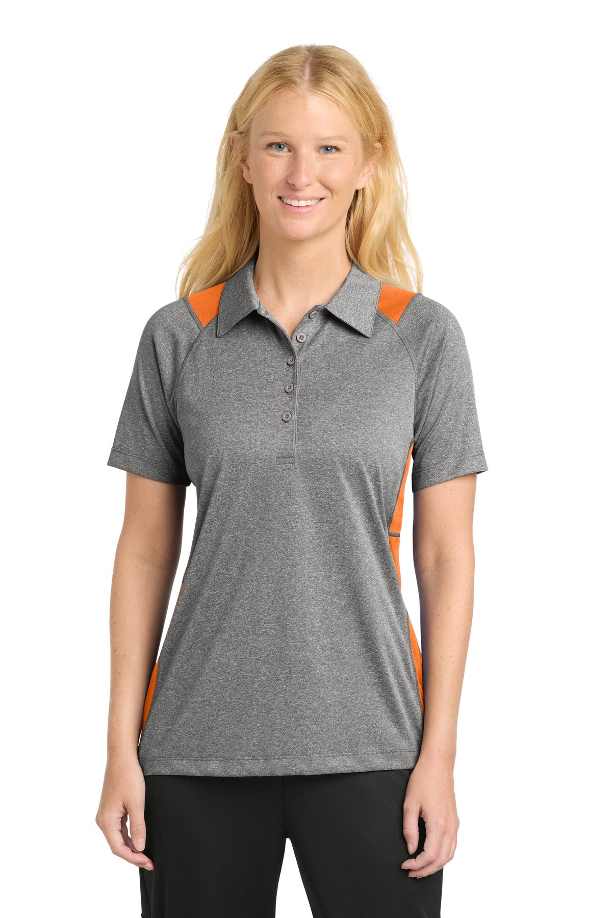 Custom Embroidery or DTF Print - Sport-Tek ®  Women's Heather Colorblock Contender ™  Polo. LST665