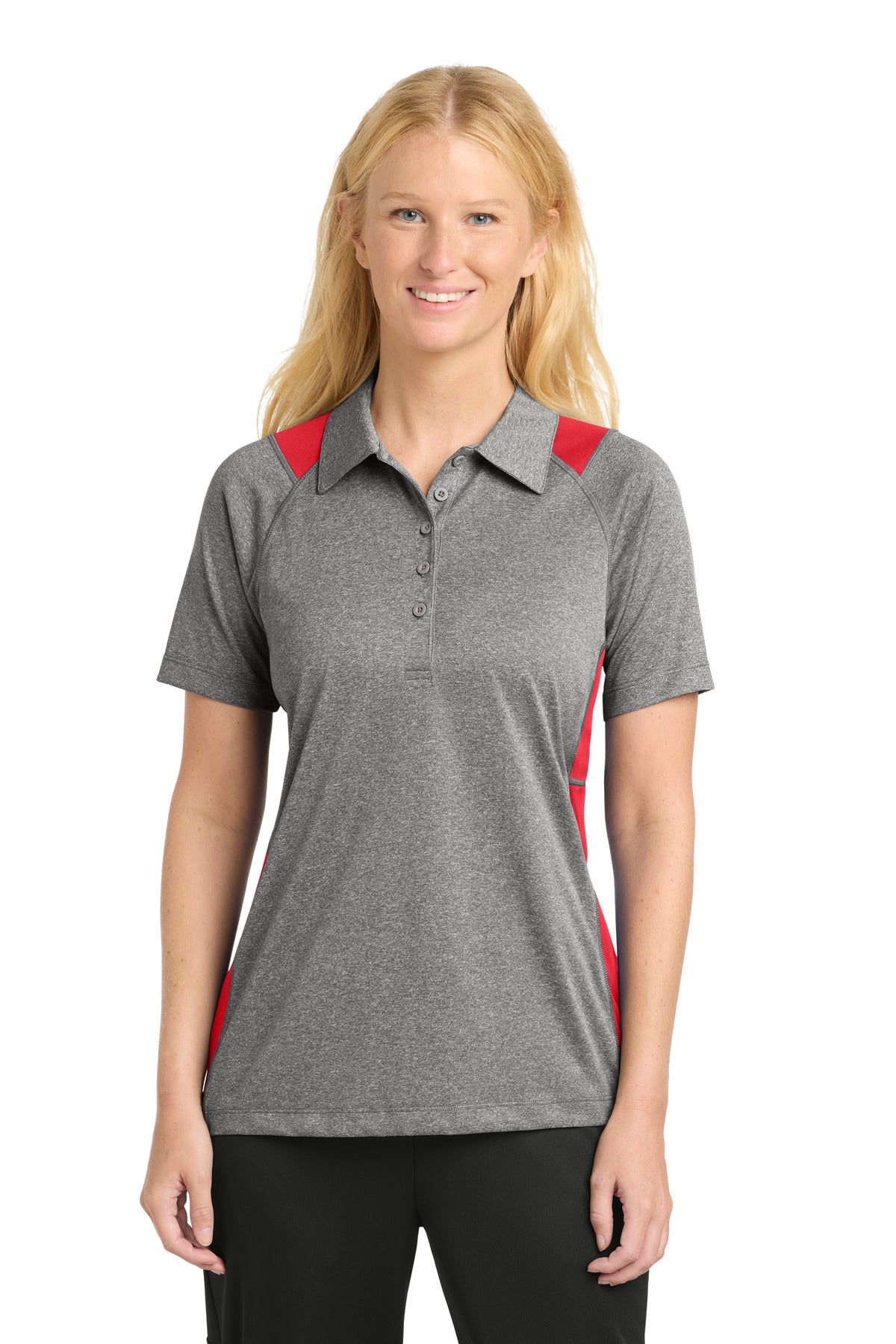 Custom Embroidery or DTF Print - Sport-Tek ®  Women's Heather Colorblock Contender ™  Polo. LST665