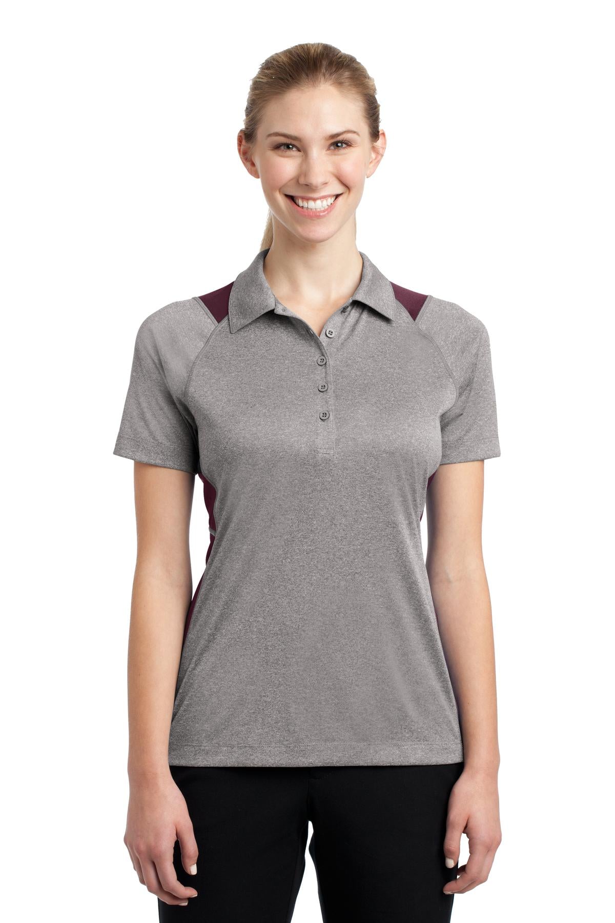 Custom Embroidered - Sport-Tek® Ladies Heather Colorblock Contender™ Polo. LST665