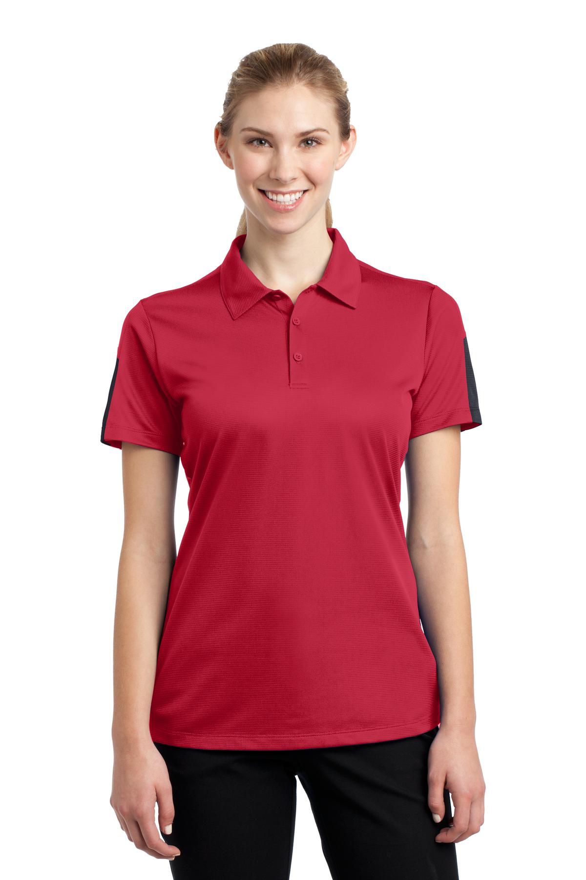 Custom Embroidered - Sport-Tek® Ladies PosiCharge® Active Textured Colorblock Polo. LST695