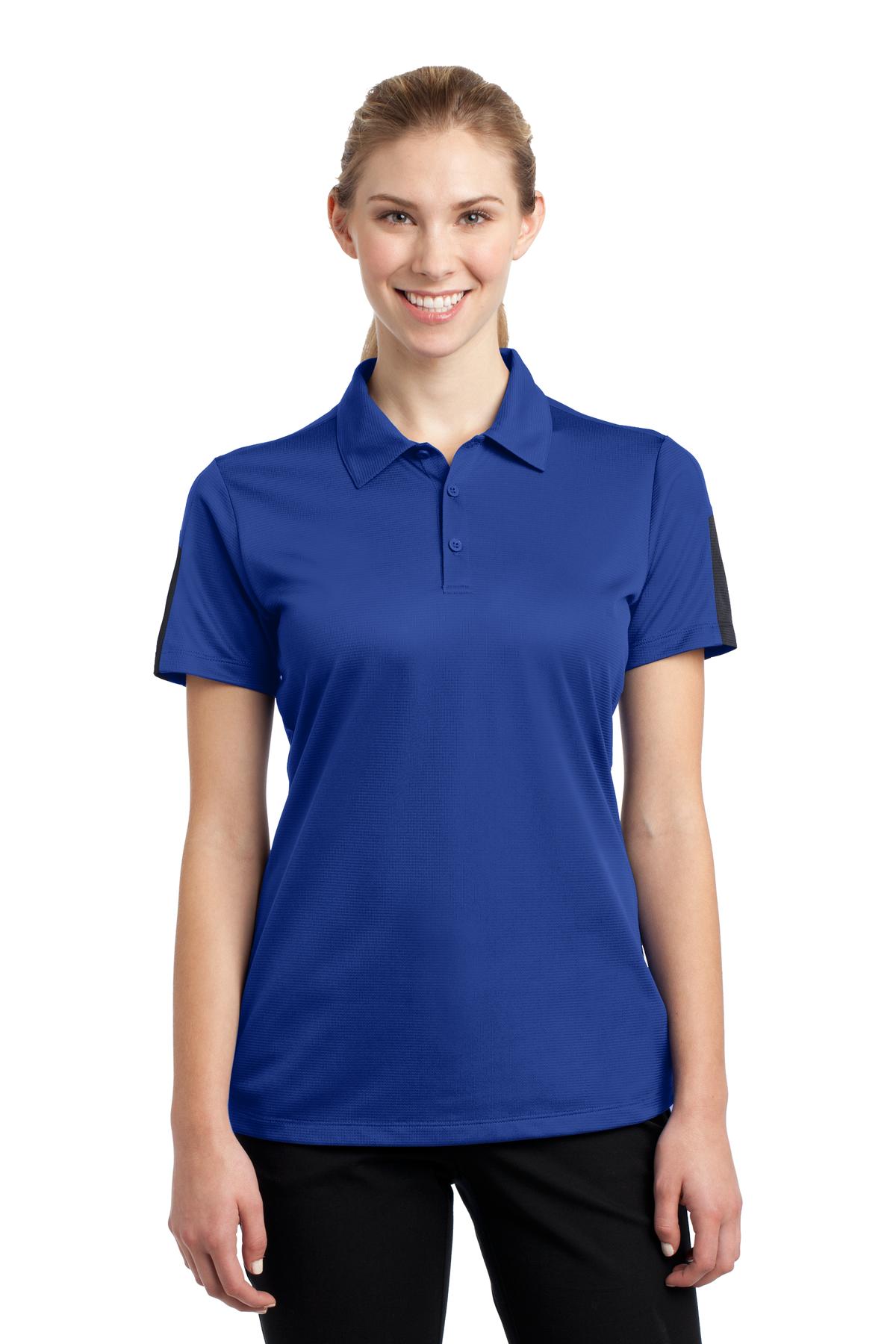 Custom Embroidered - Sport-Tek® Ladies PosiCharge® Active Textured Colorblock Polo. LST695