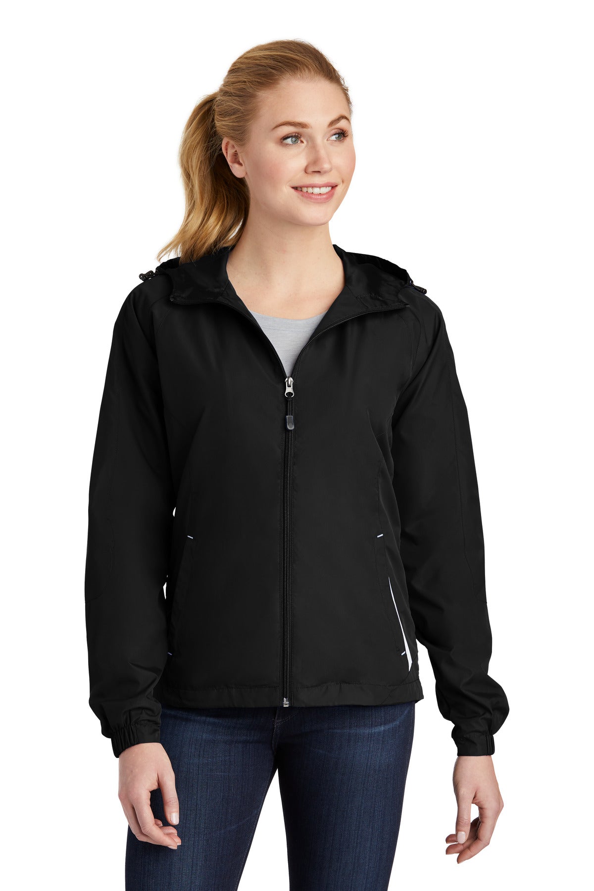 Custom Embroidered - Sport-Tek® Ladies Colorblock Hooded Raglan Jacket. LST76