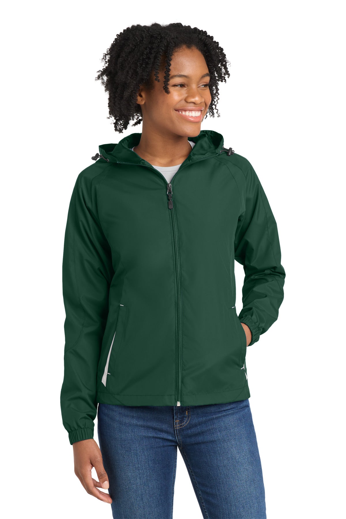 Custom Embroidery or DTF Print - Sport-Tek ®  Women's Colorblock Hooded Raglan Jacket. LST76