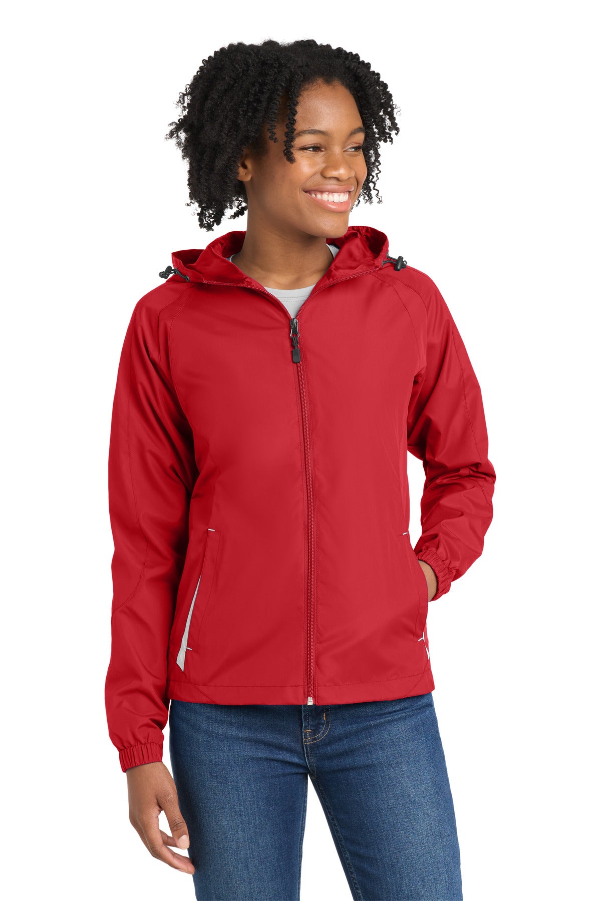 Custom Embroidery or DTF Print - Sport-Tek ®  Women's Colorblock Hooded Raglan Jacket. LST76