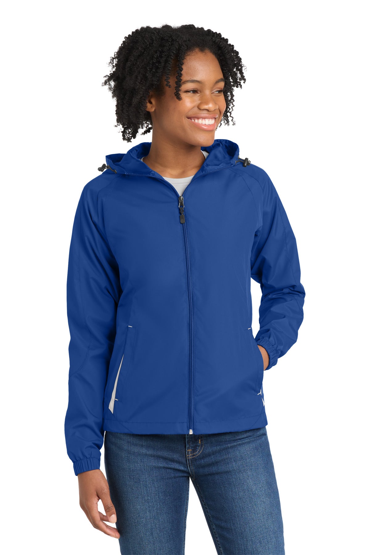 Custom Embroidery or DTF Print - Sport-Tek ®  Women's Colorblock Hooded Raglan Jacket. LST76