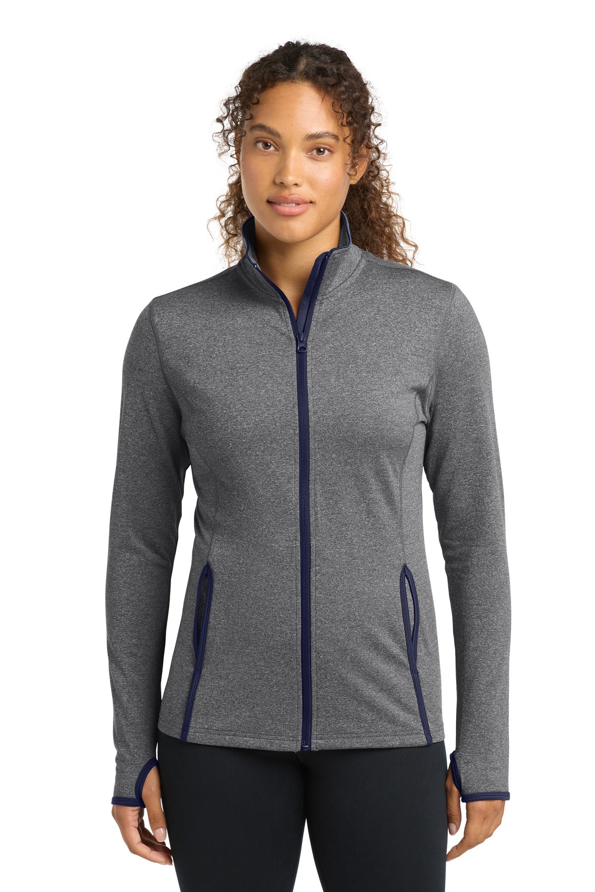 Custom Embroidery or DTF Print - Sport-Tek ®  Women's Sport-Wick ®  Stretch Contrast Full-Zip Jacket.  LST853