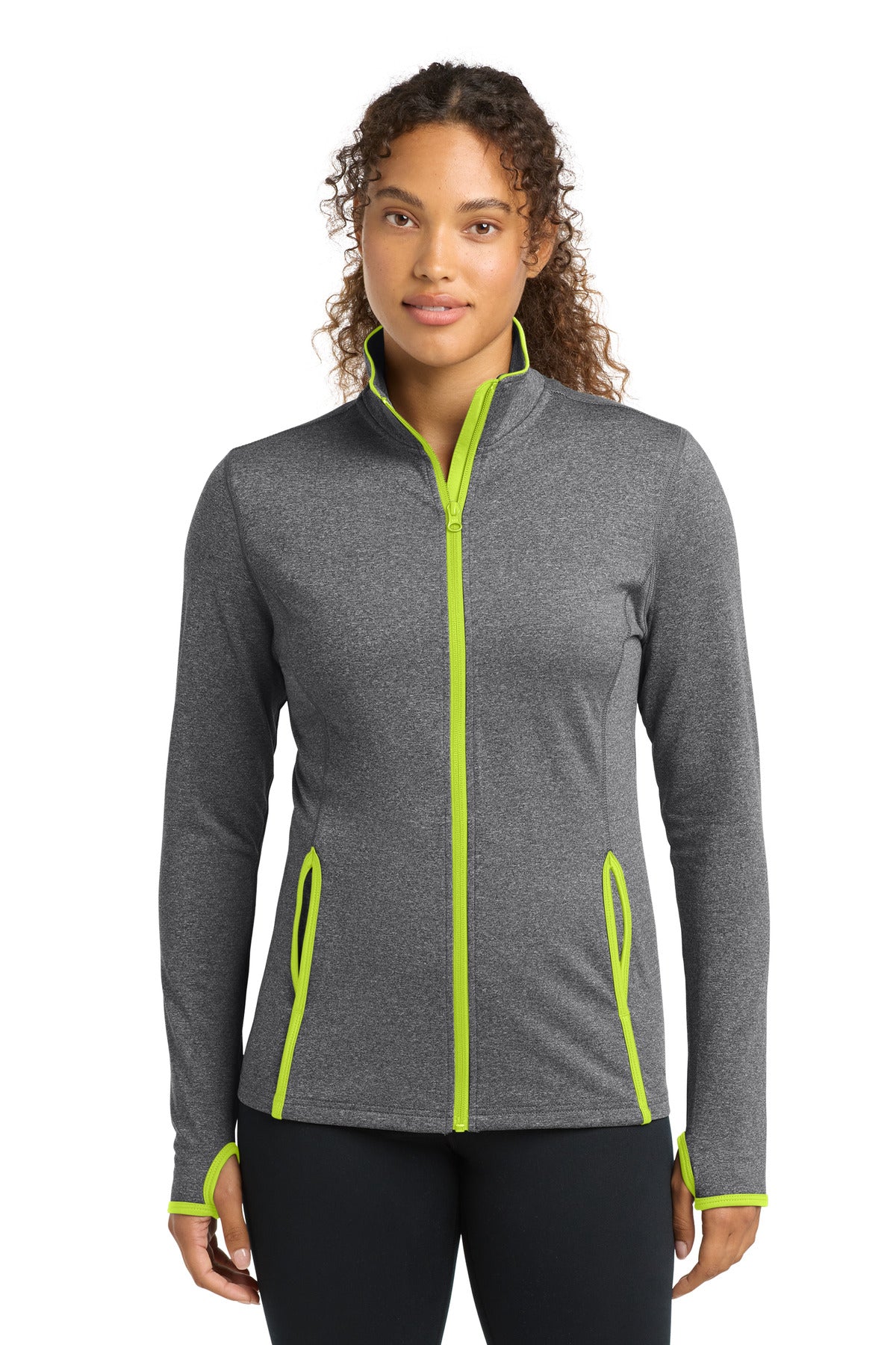Custom Embroidery or DTF Print - Sport-Tek ®  Women's Sport-Wick ®  Stretch Contrast Full-Zip Jacket.  LST853