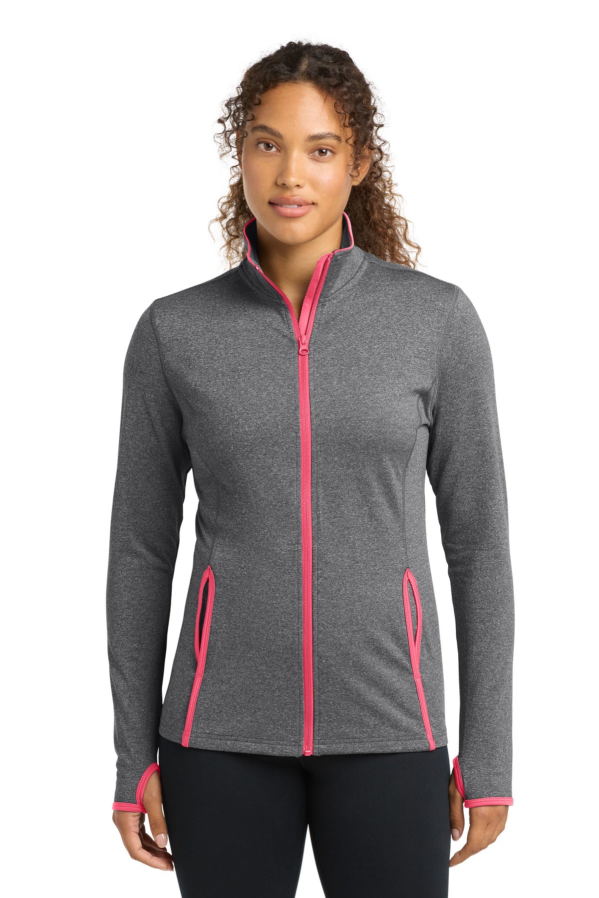 Custom Embroidery or DTF Print - Sport-Tek ®  Women's Sport-Wick ®  Stretch Contrast Full-Zip Jacket.  LST853