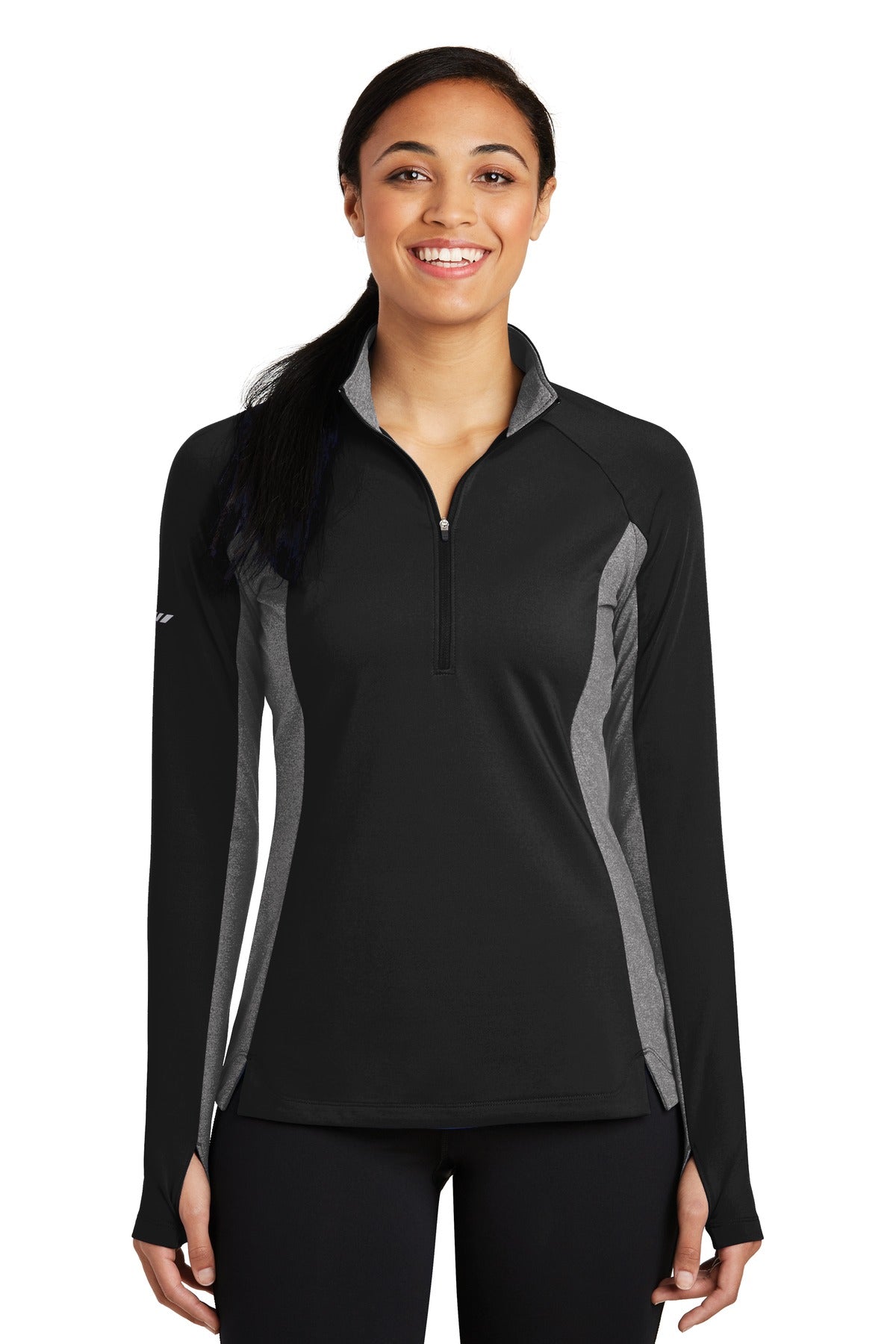 Custom Embroidered - Sport-Tek® Ladies Sport-Wick® Stretch Contrast 1/4-Zip Pullover. LST854