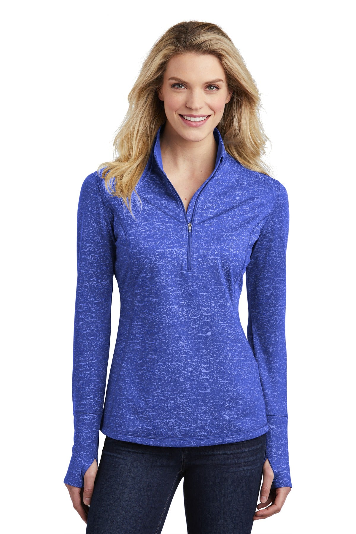 Custom Embroidered - Sport-Tek ® Ladies Sport-Wick ® Stretch Reflective Heather 1/2-Zip Pullover. LST855