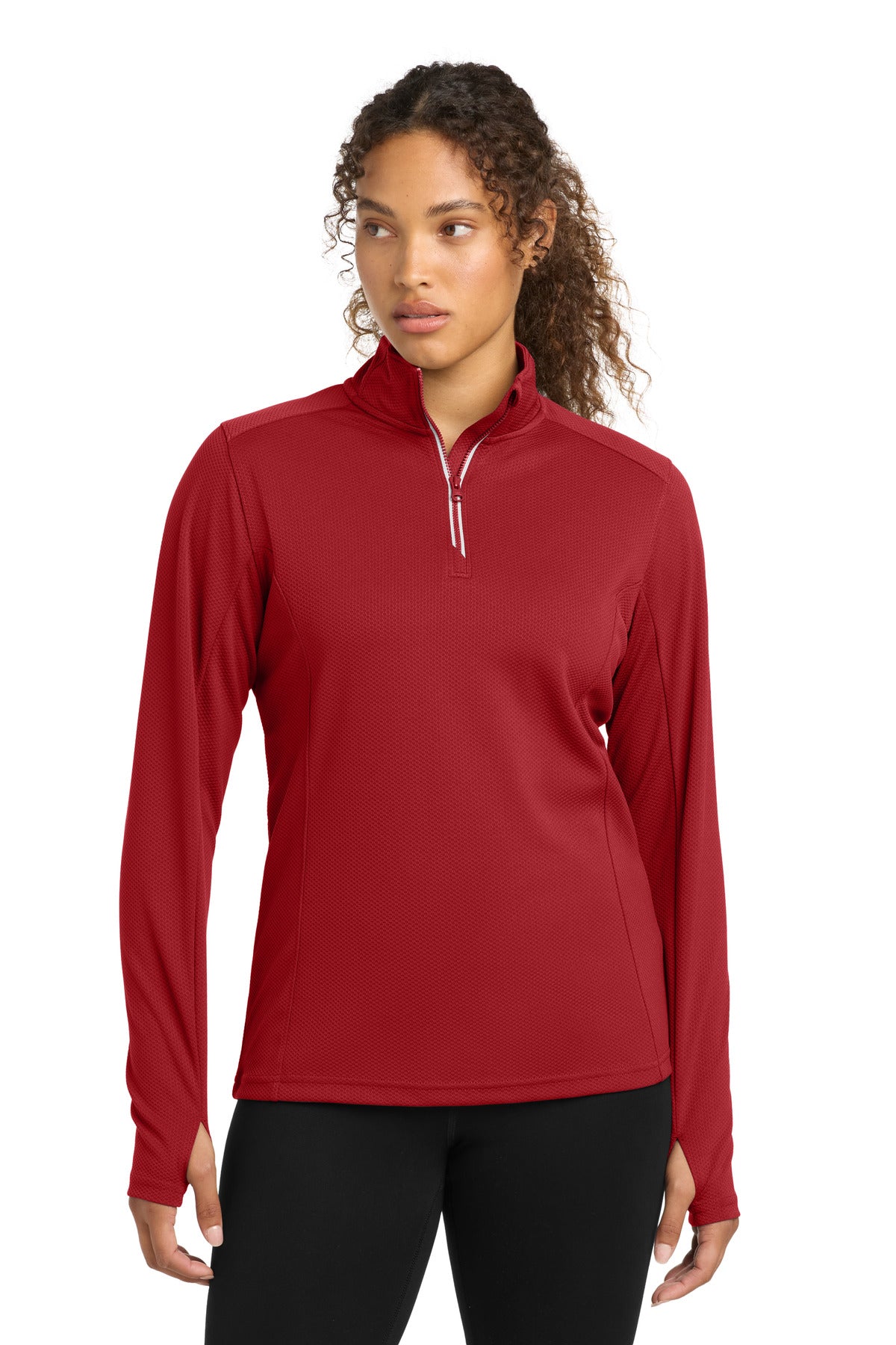 Custom Embroidery or DTF Print - Sport-Tek ®  Women's Sport-Wick ®  Textured 1/4-Zip Pullover.  LST860