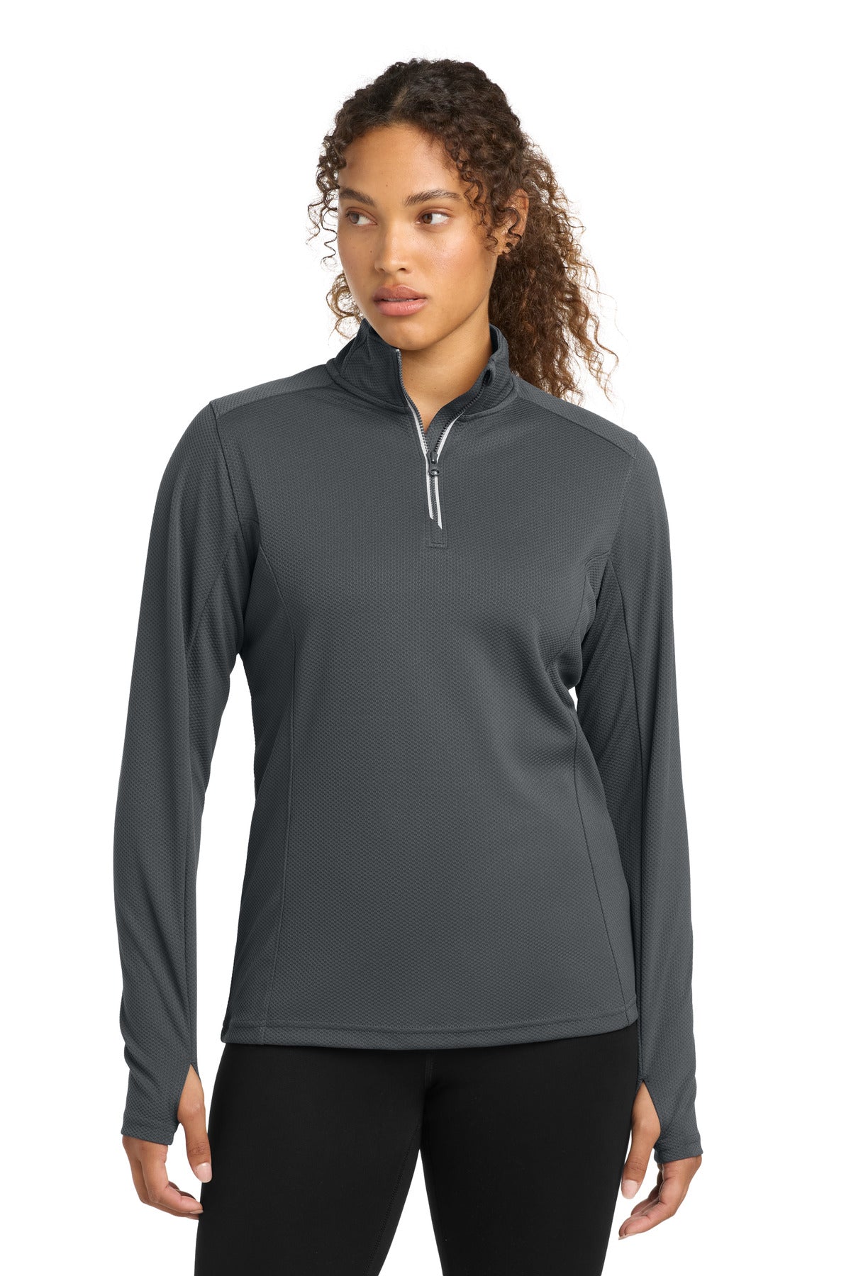 Custom Embroidery or DTF Print - Sport-Tek ®  Women's Sport-Wick ®  Textured 1/4-Zip Pullover.  LST860