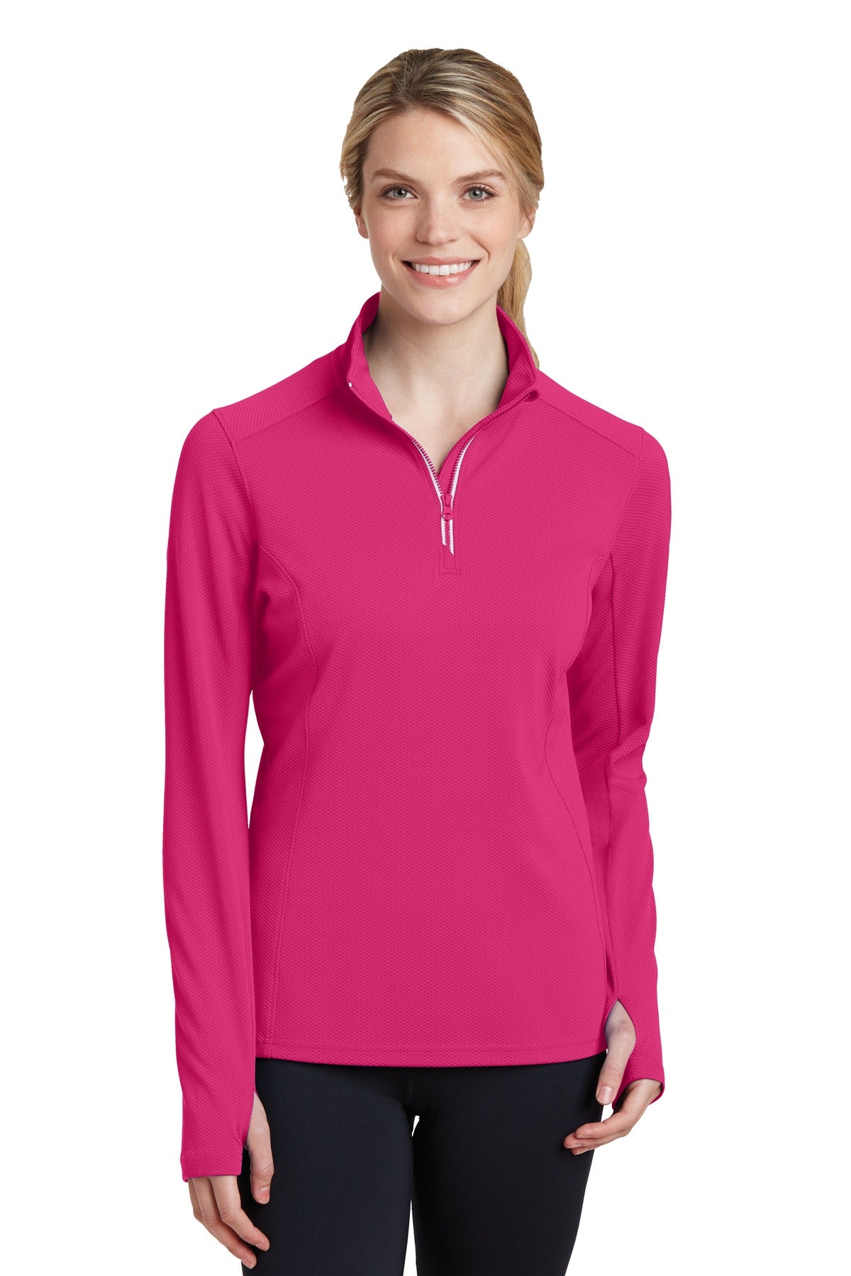 Custom Embroidered - Sport-Tek® Ladies Sport-Wick® Textured 1/4-Zip Pullover.  LST860