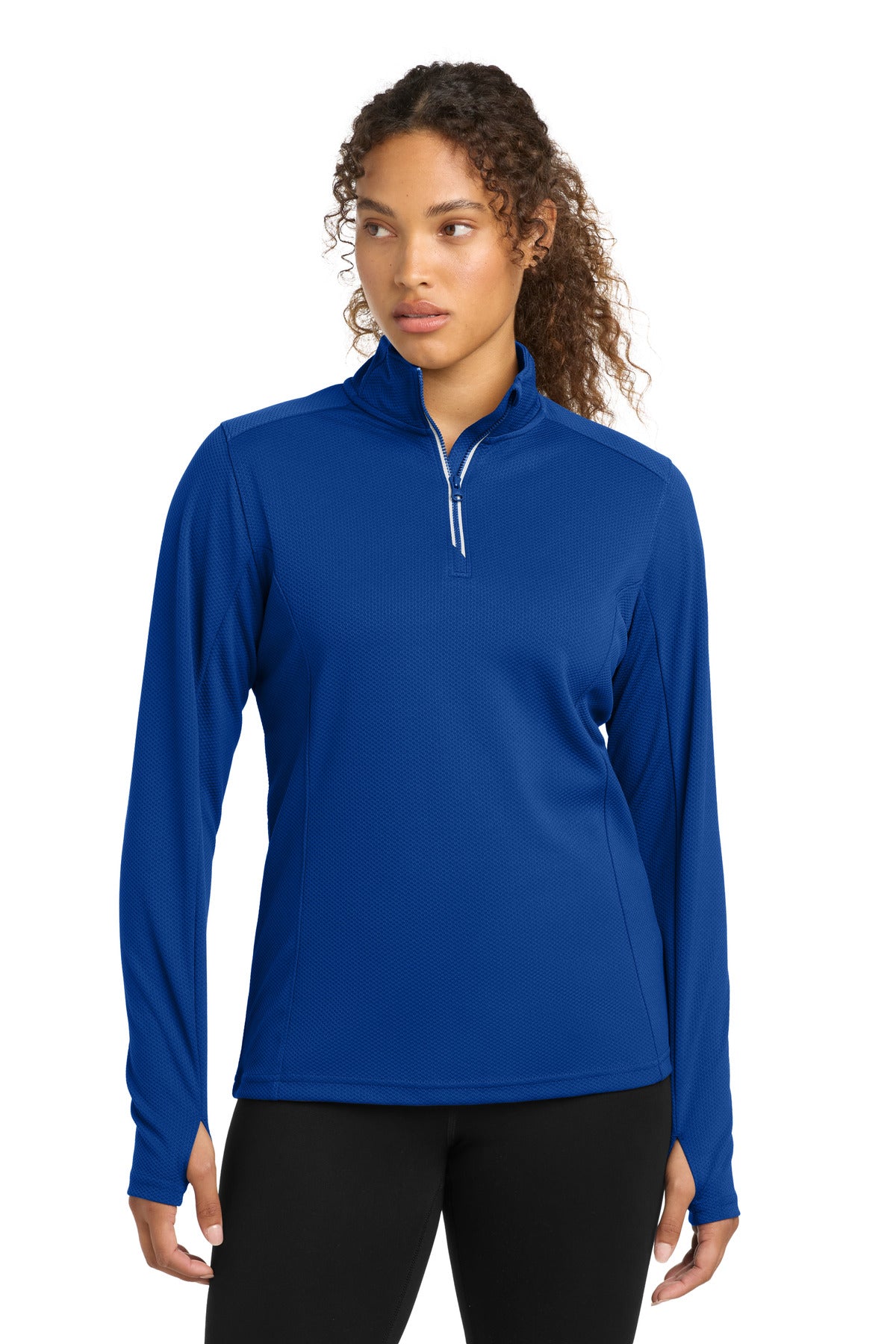 Custom Embroidery or DTF Print - Sport-Tek ®  Women's Sport-Wick ®  Textured 1/4-Zip Pullover.  LST860