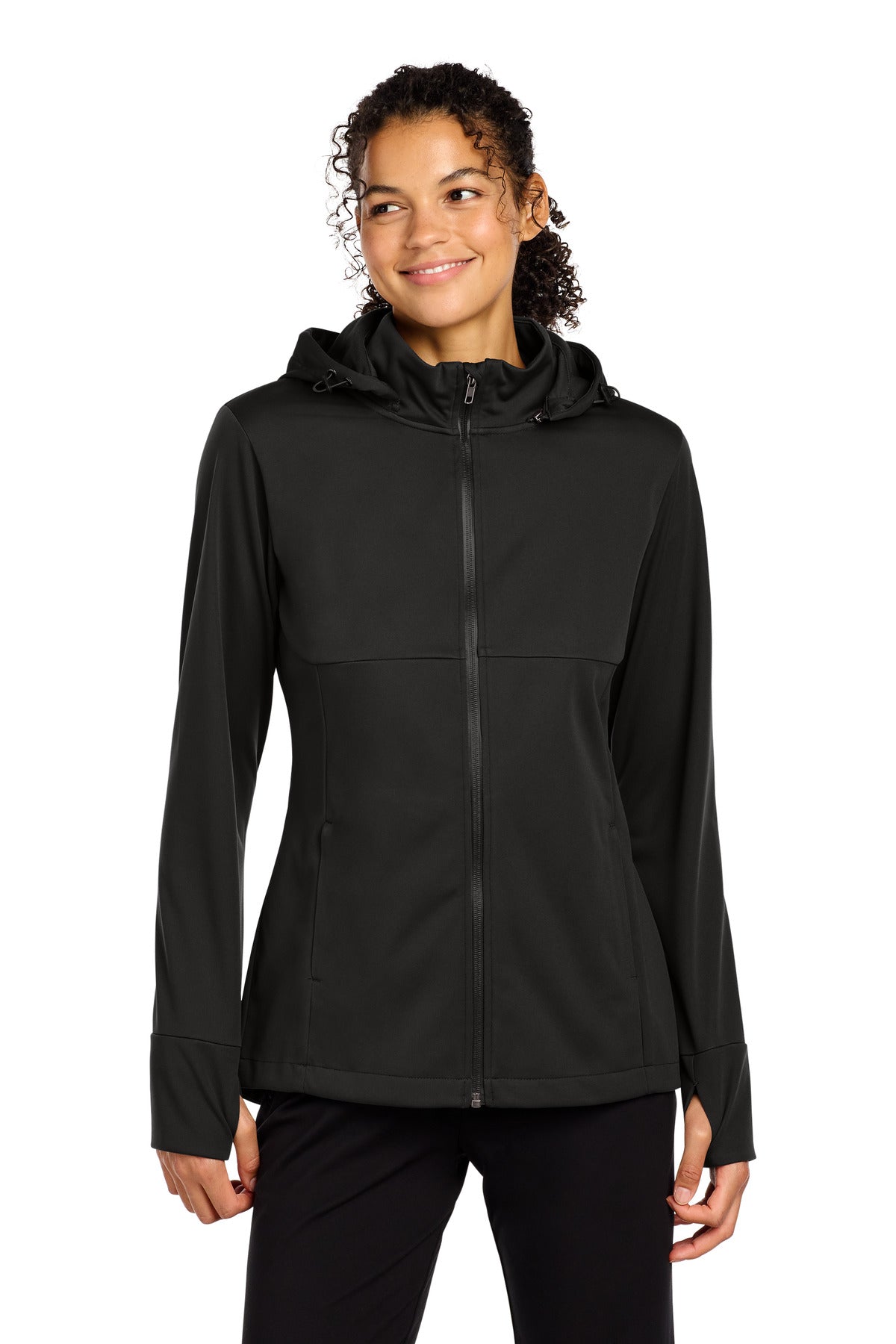 Custom Embroidery or DTF Print - Sport-Tek ®  Women's Hooded Soft Shell Jacket LST980