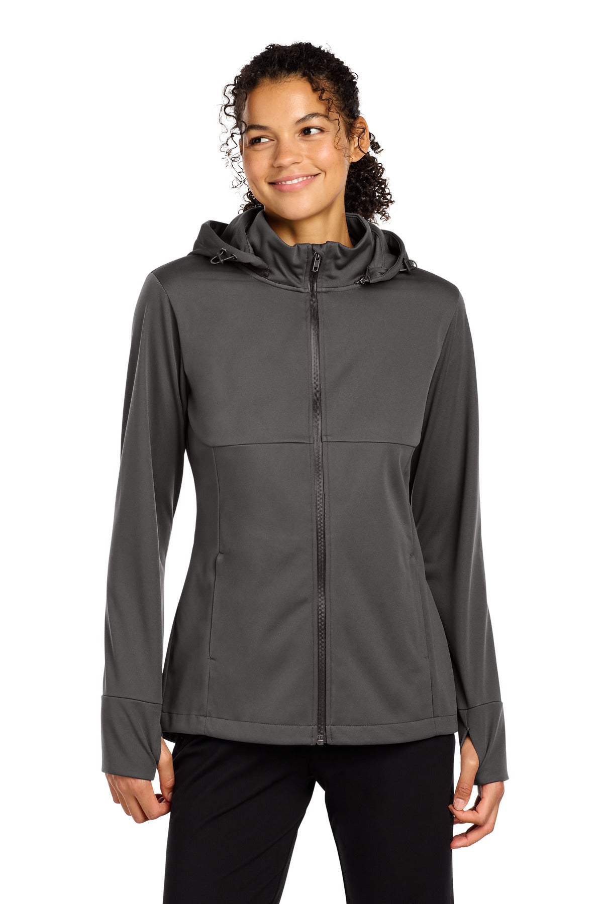 Custom Embroidery or DTF Print - Sport-Tek ®  Women's Hooded Soft Shell Jacket LST980