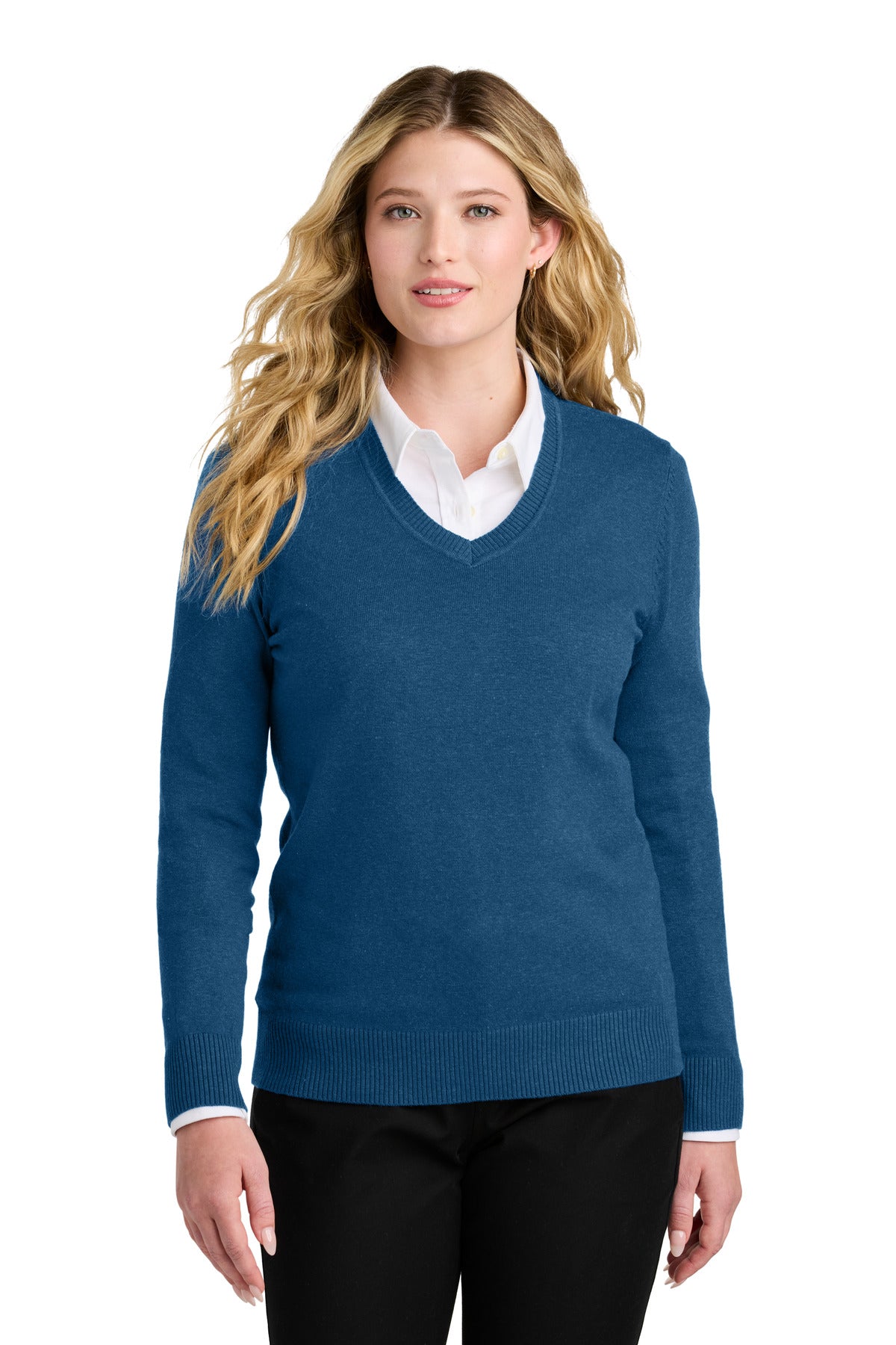 Custom Embroidery or DTF Print - Port Authority ®  Women's Easy Care V-Neck Sweater LSW2850