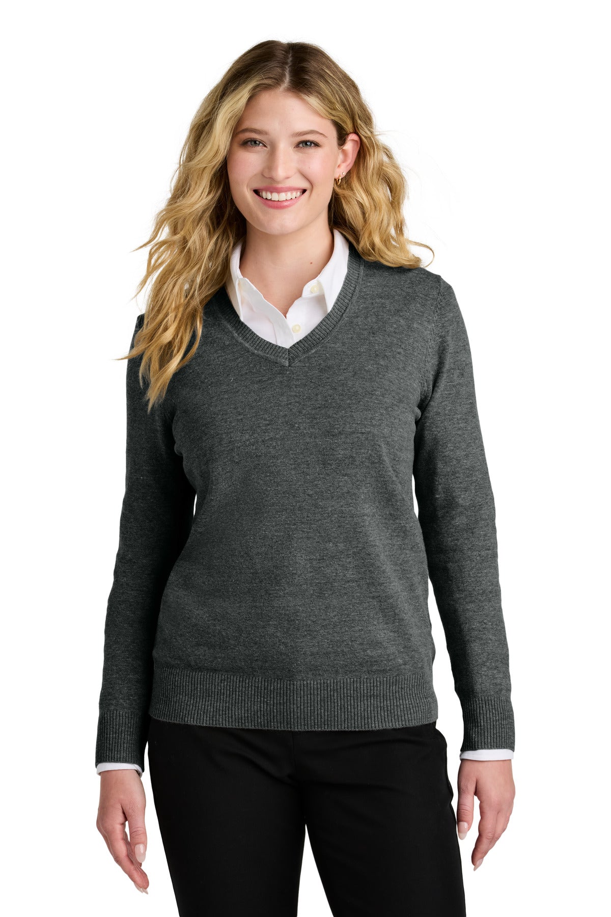 Custom Embroidery or DTF Print - Port Authority ®  Women's Easy Care V-Neck Sweater LSW2850