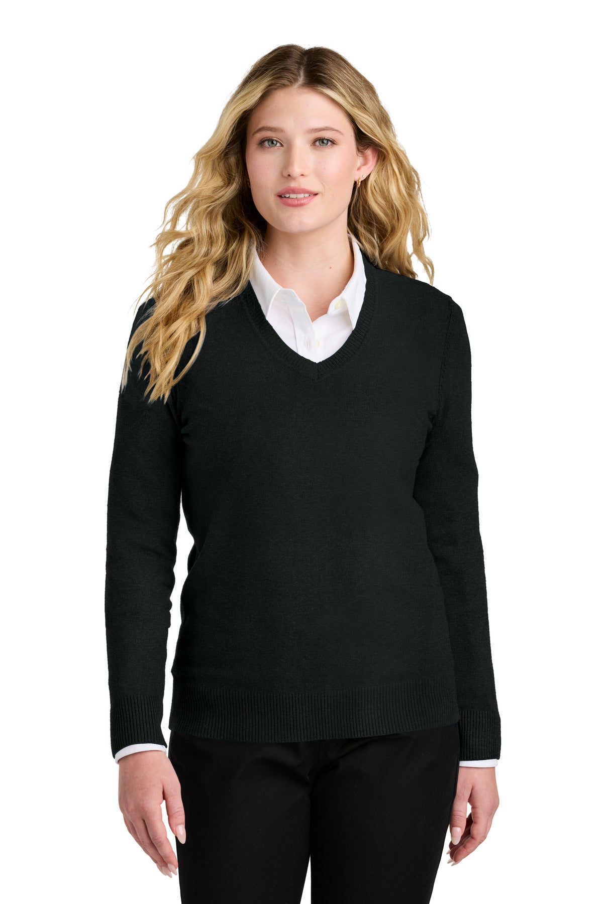 Custom Embroidery or DTF Print - Port Authority ®  Women's Easy Care V-Neck Sweater LSW2850