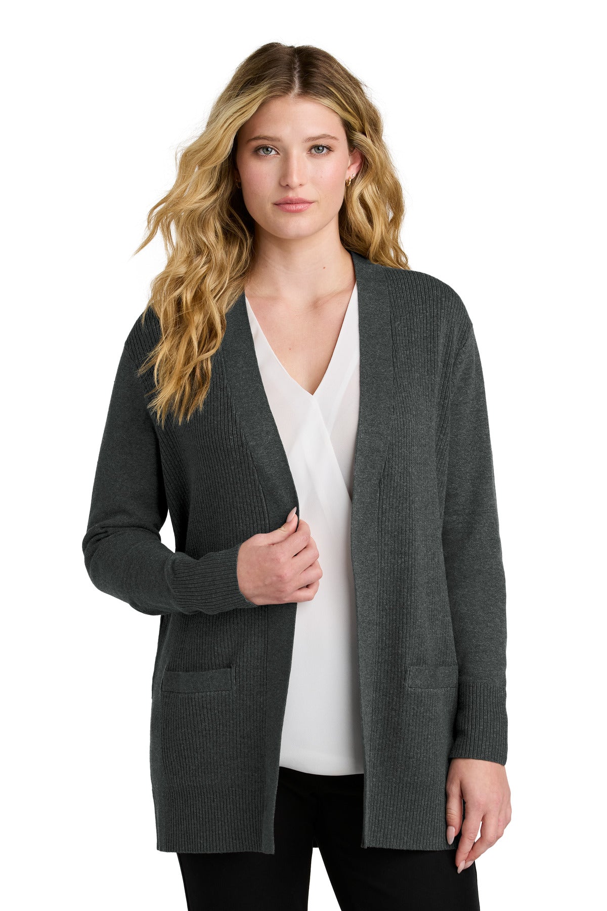 Custom Embroidery or DTF Print - Port Authority ®  Women's Easy Care Open-Front Cardigan Sweater LSW2890