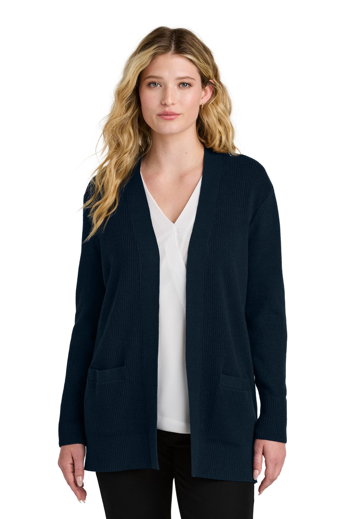 Custom Embroidery or DTF Print - Port Authority ®  Women's Easy Care Open-Front Cardigan Sweater LSW2890