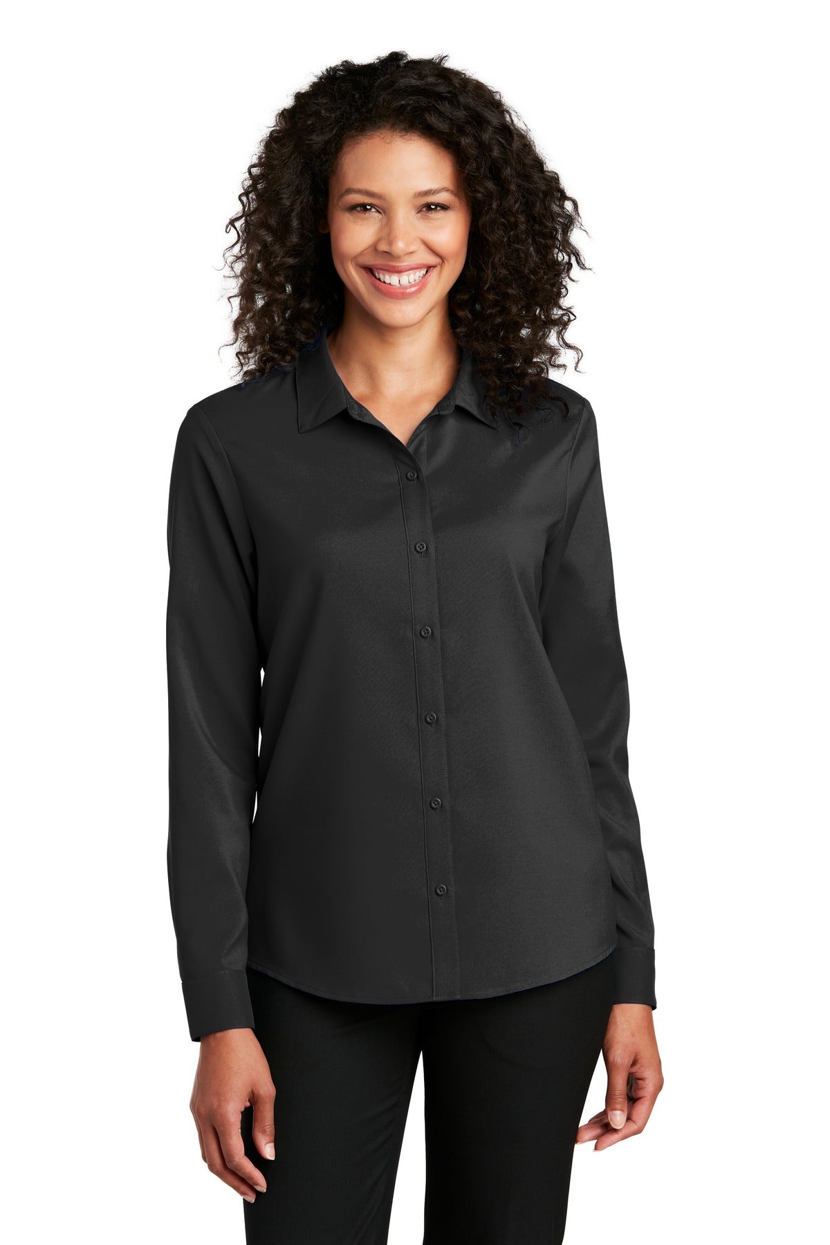 Custom Embroidery or DTF Print - Port Authority ®  Women's Long Sleeve Performance Staff Shirt LW401