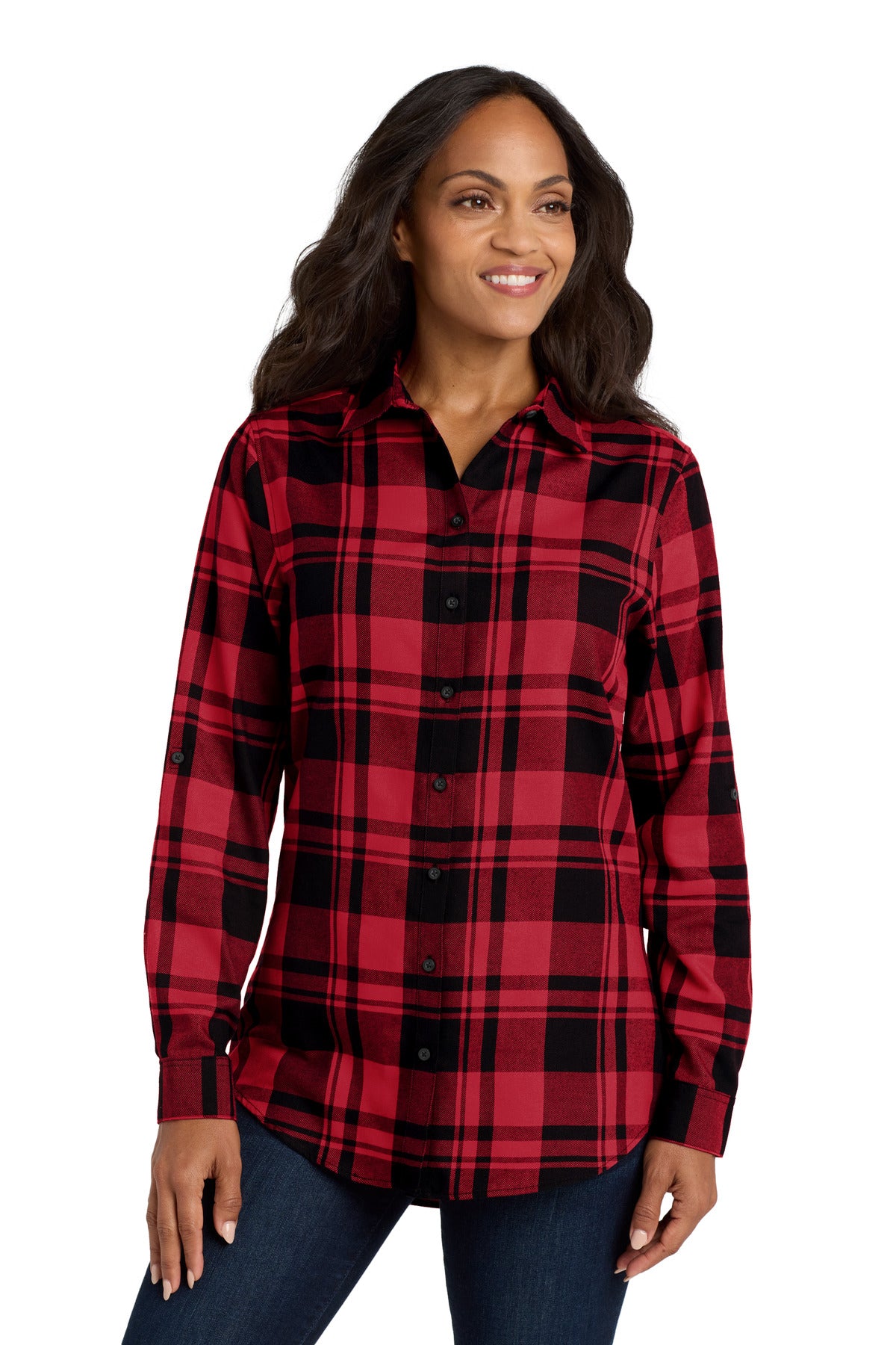 Custom Embroidery or DTF Print - Port Authority ®  Women's Plaid Flannel Tunic . LW668